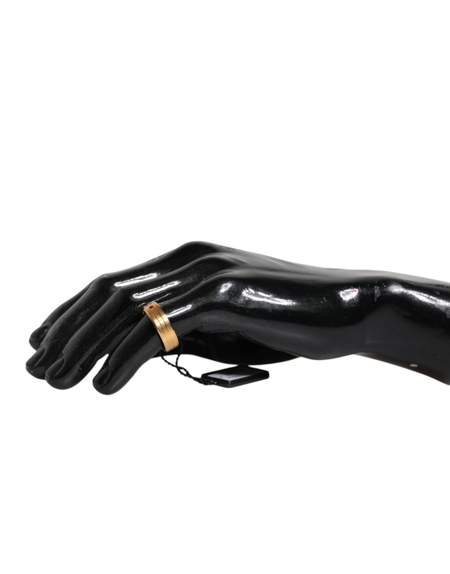 Dolce & Gabbana – Goldfarbener Messingring mit rotem Kristall und DG-Logo