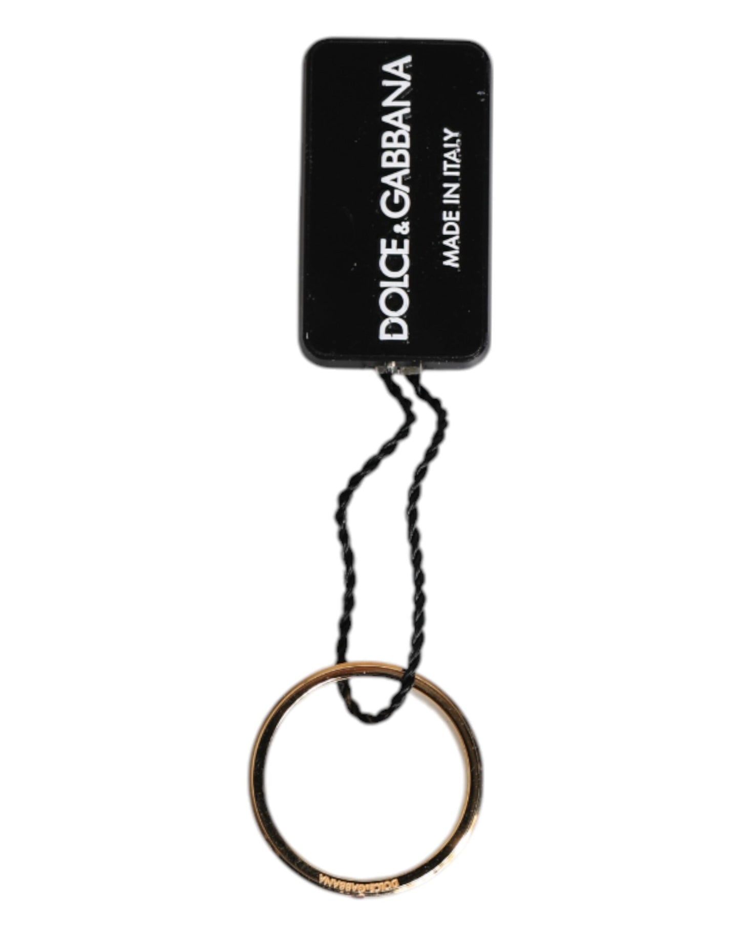 Dolce & Gabbana – Goldfarbener Messingring mit rotem Kristall und DG-Logo