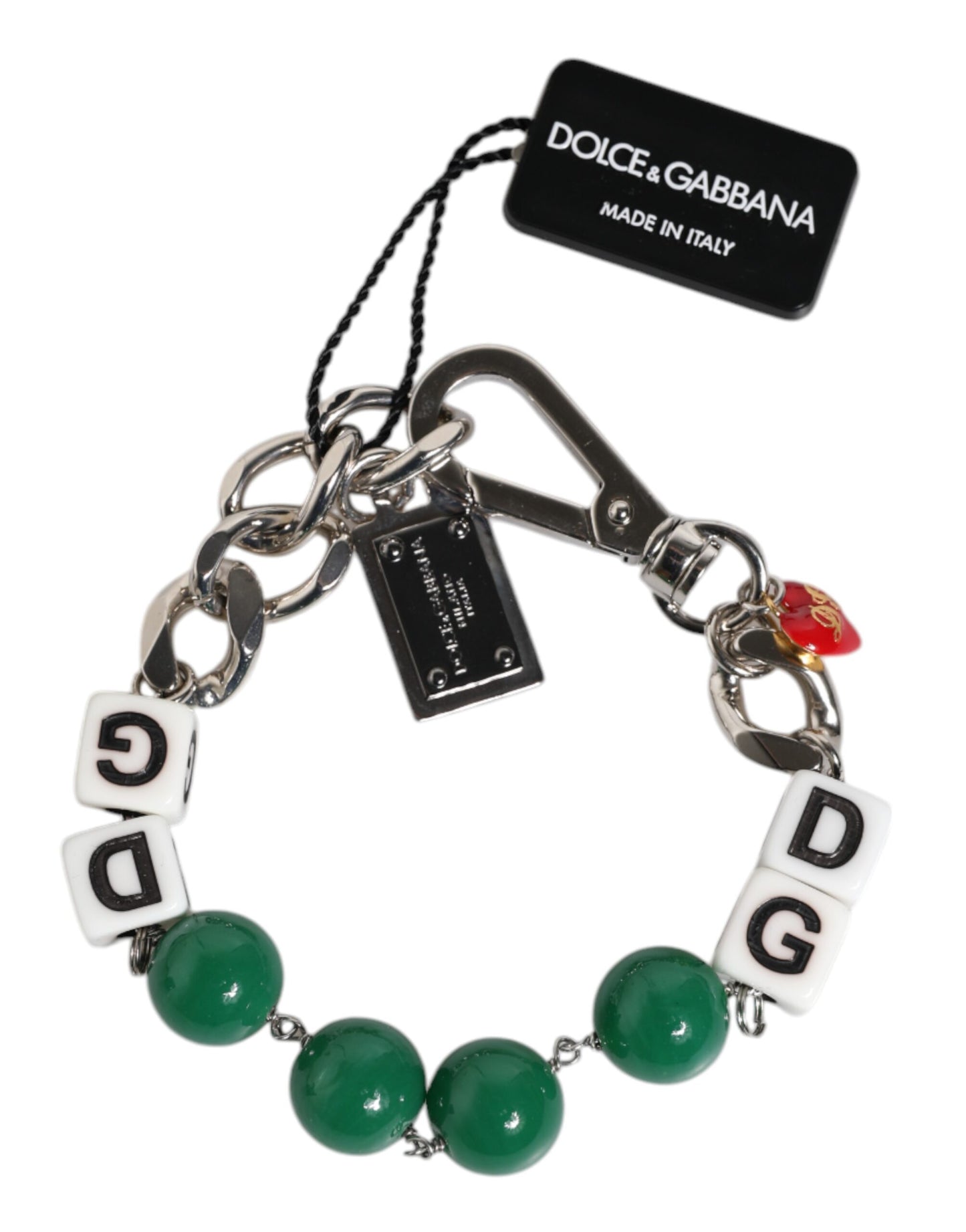 Dolce & Gabbana – Charm-Armband mit Würfel-Logo aus silberfarbenem Messing