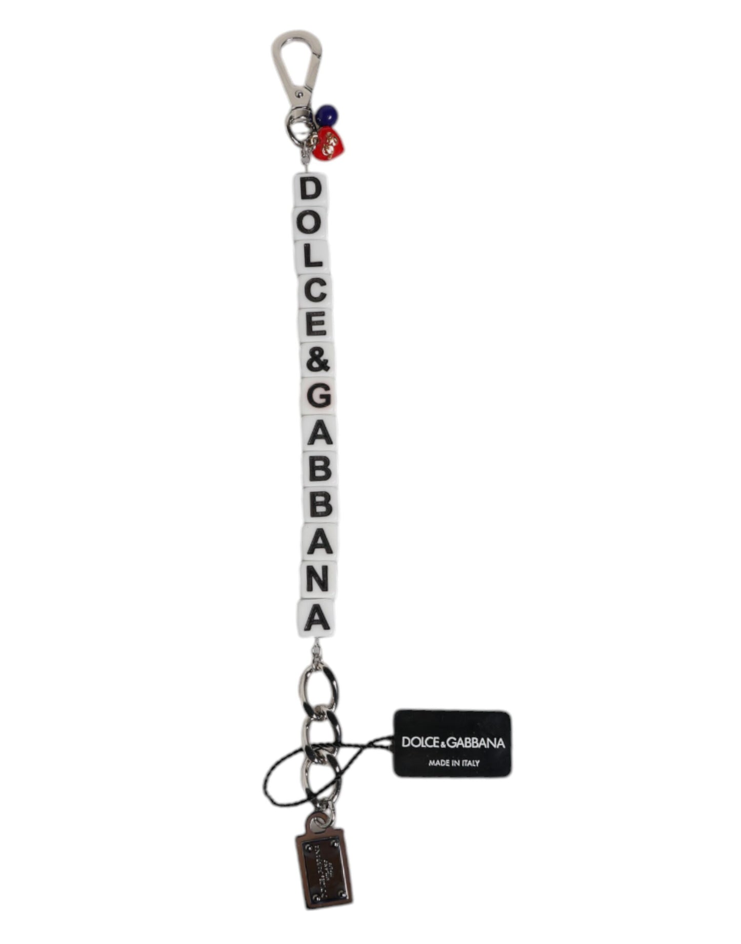 Dolce & Gabbana – Charm-Armband mit Würfel-Logo und silberner Messingkette