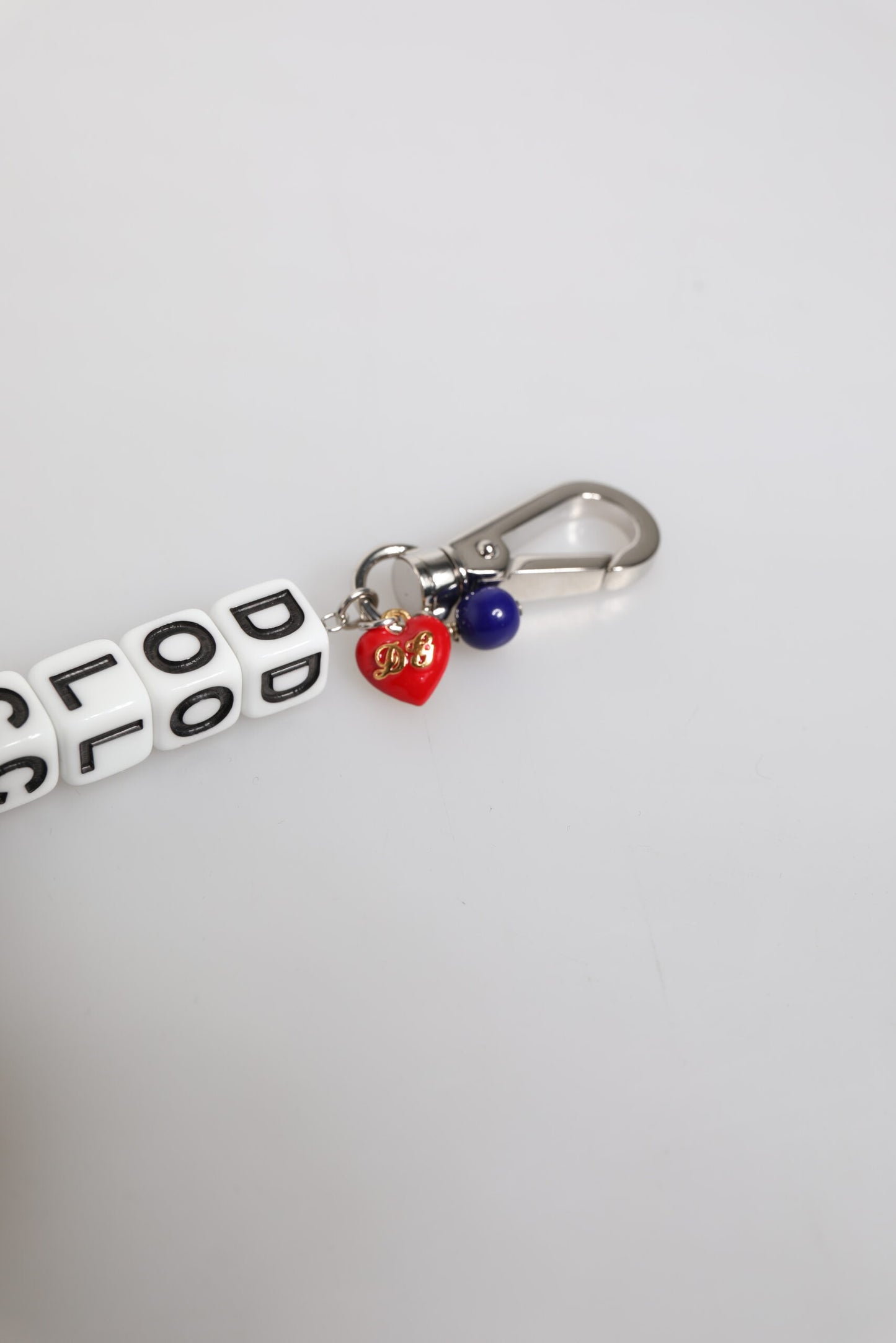 Dolce & Gabbana – Charm-Armband mit Würfel-Logo und silberner Messingkette