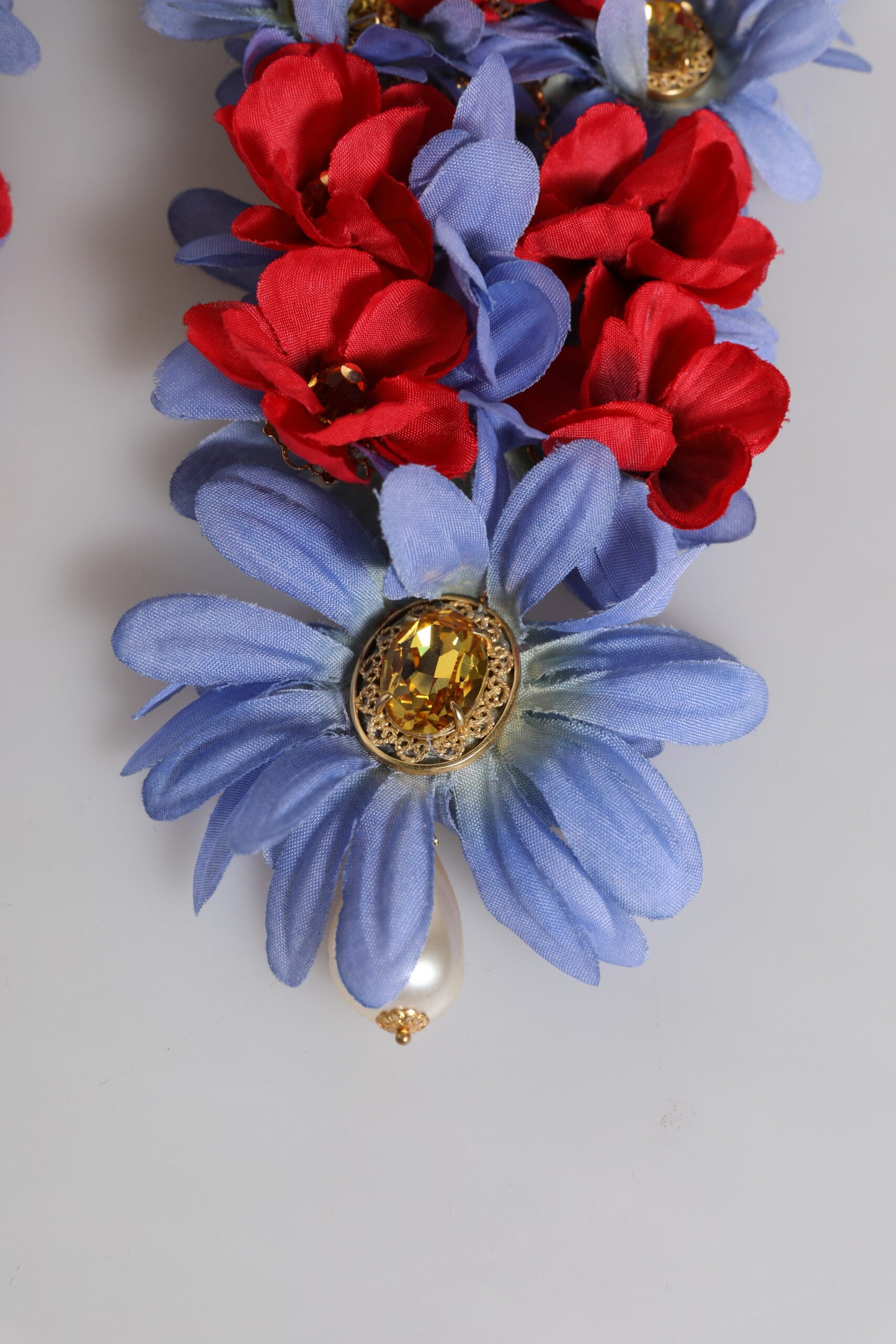 Dolce & Gabbana – Ohrclips aus goldfarbenem Messing mit floralem Kristall