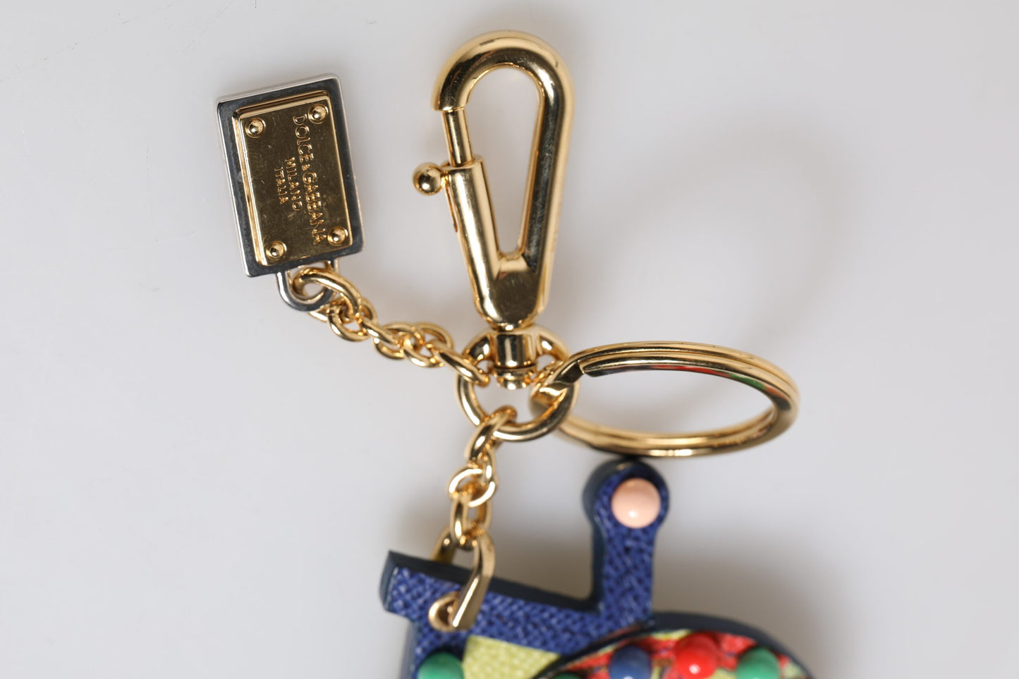 Dolce & Gabbana Mehrfarbiger goldfarbener Carretto-Schlüsselanhänger