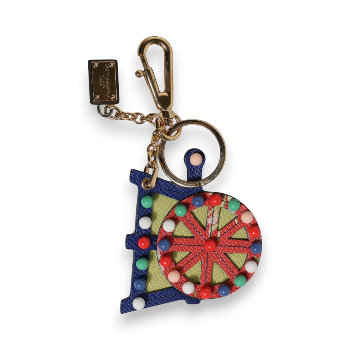Dolce & Gabbana Mehrfarbiger goldfarbener Carretto-Schlüsselanhänger