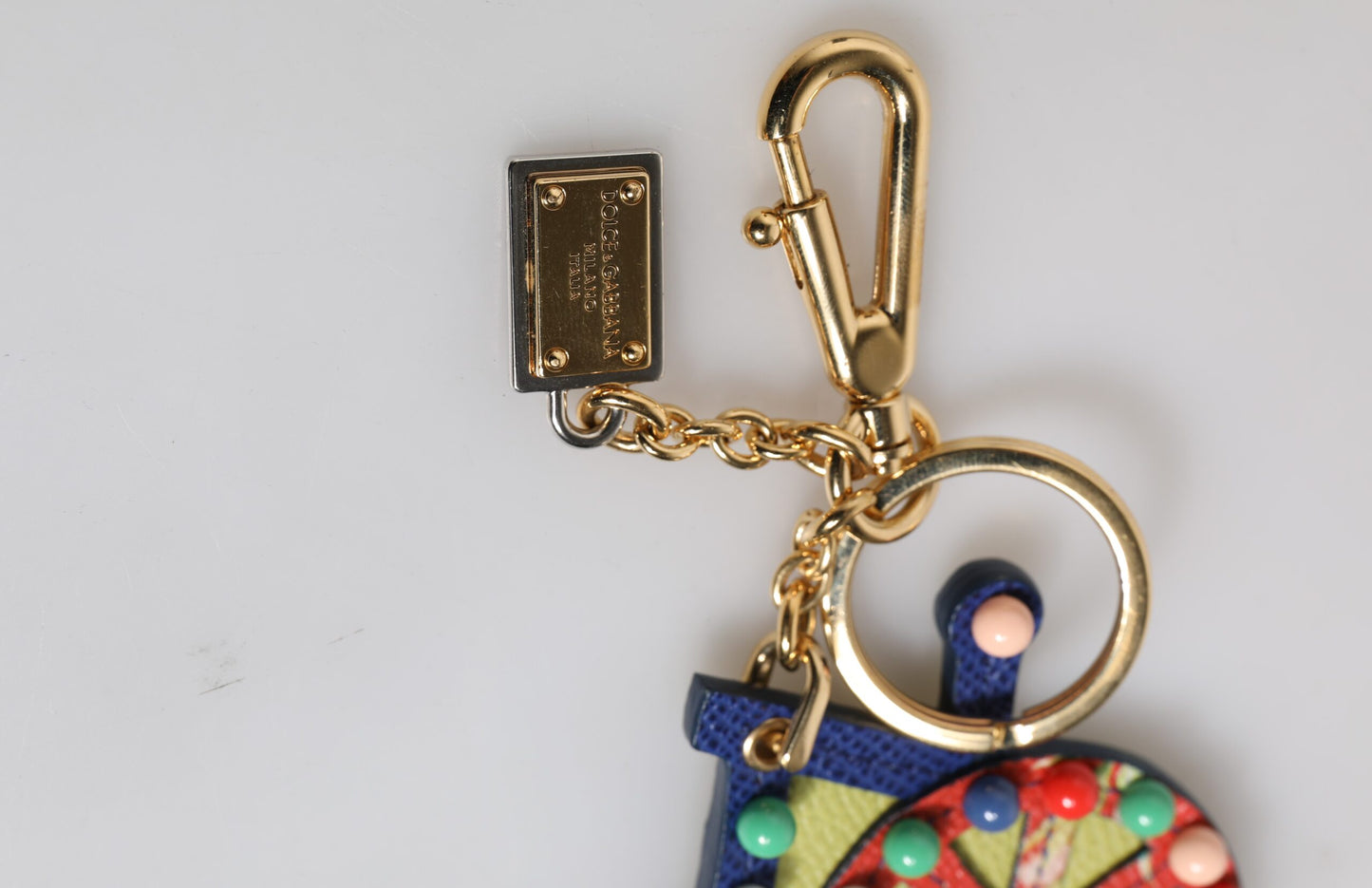 Dolce & Gabbana Mehrfarbiger goldfarbener Carretto-Schlüsselanhänger