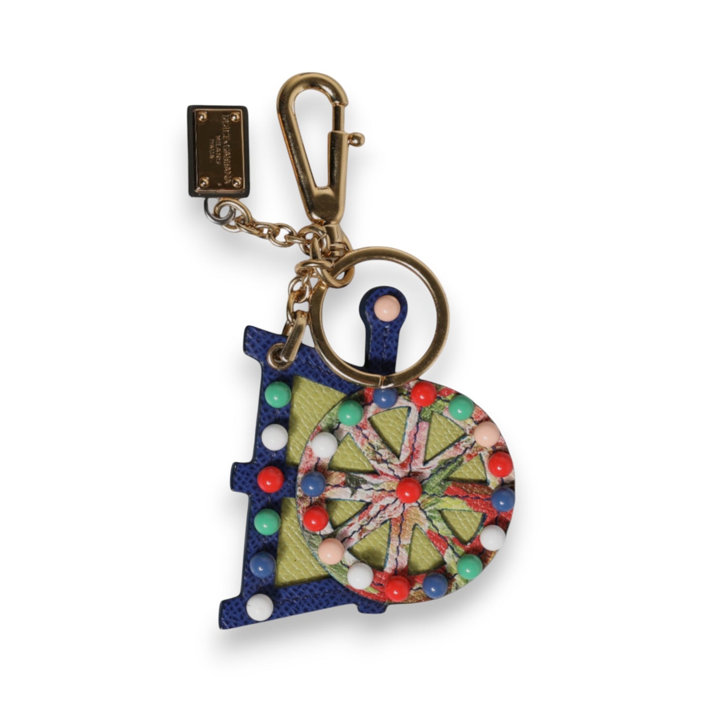 Dolce & Gabbana Mehrfarbiger goldfarbener Carretto-Schlüsselanhänger