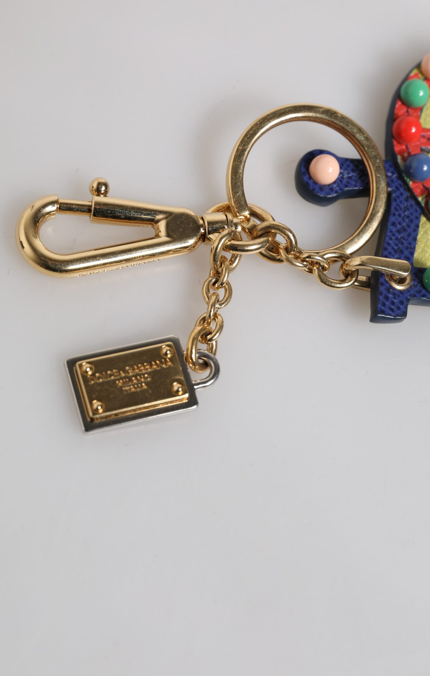 Dolce & Gabbana Mehrfarbiger goldfarbener Carretto-Schlüsselanhänger