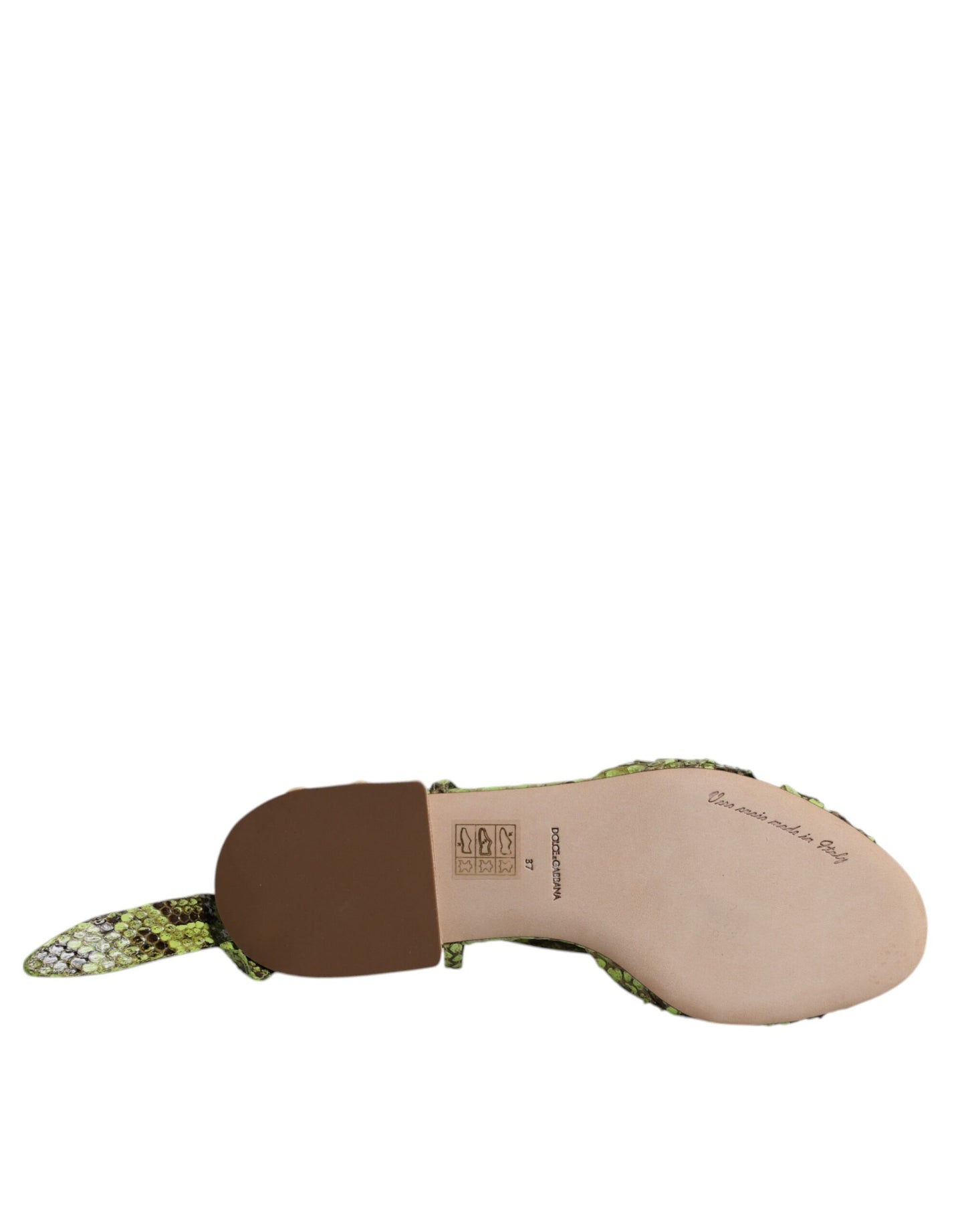Dolce & Gabbana Grüne Sandalen mit Knöchelwickel und Tiermuster