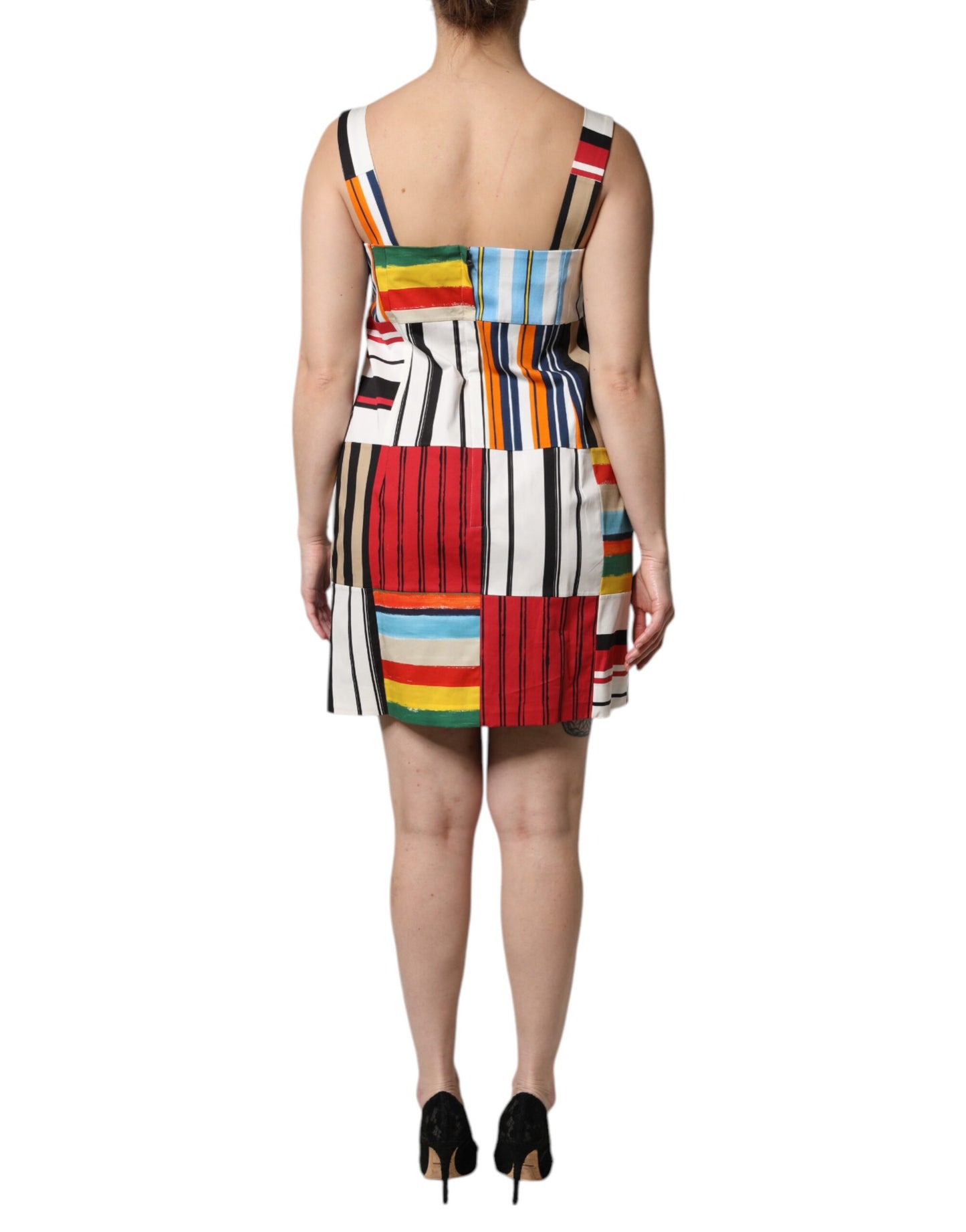 Dolce & Gabbana – Ärmelloses Kleid aus mehrfarbiger Baumwolle mit Streifen