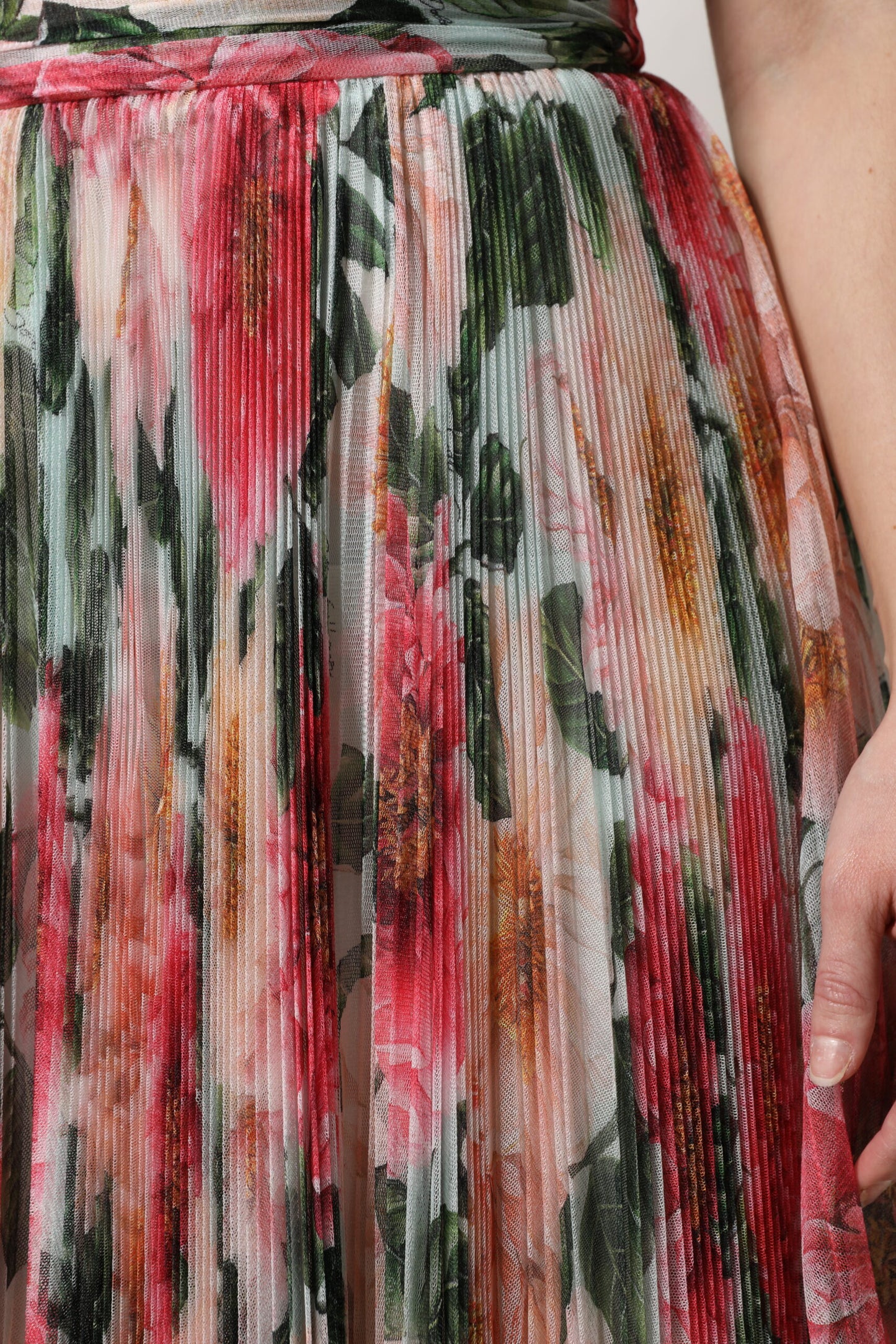 Dolce & Gabbana – Mehrfarbiger Midirock aus Seide mit Blumenmuster und hoher Taille