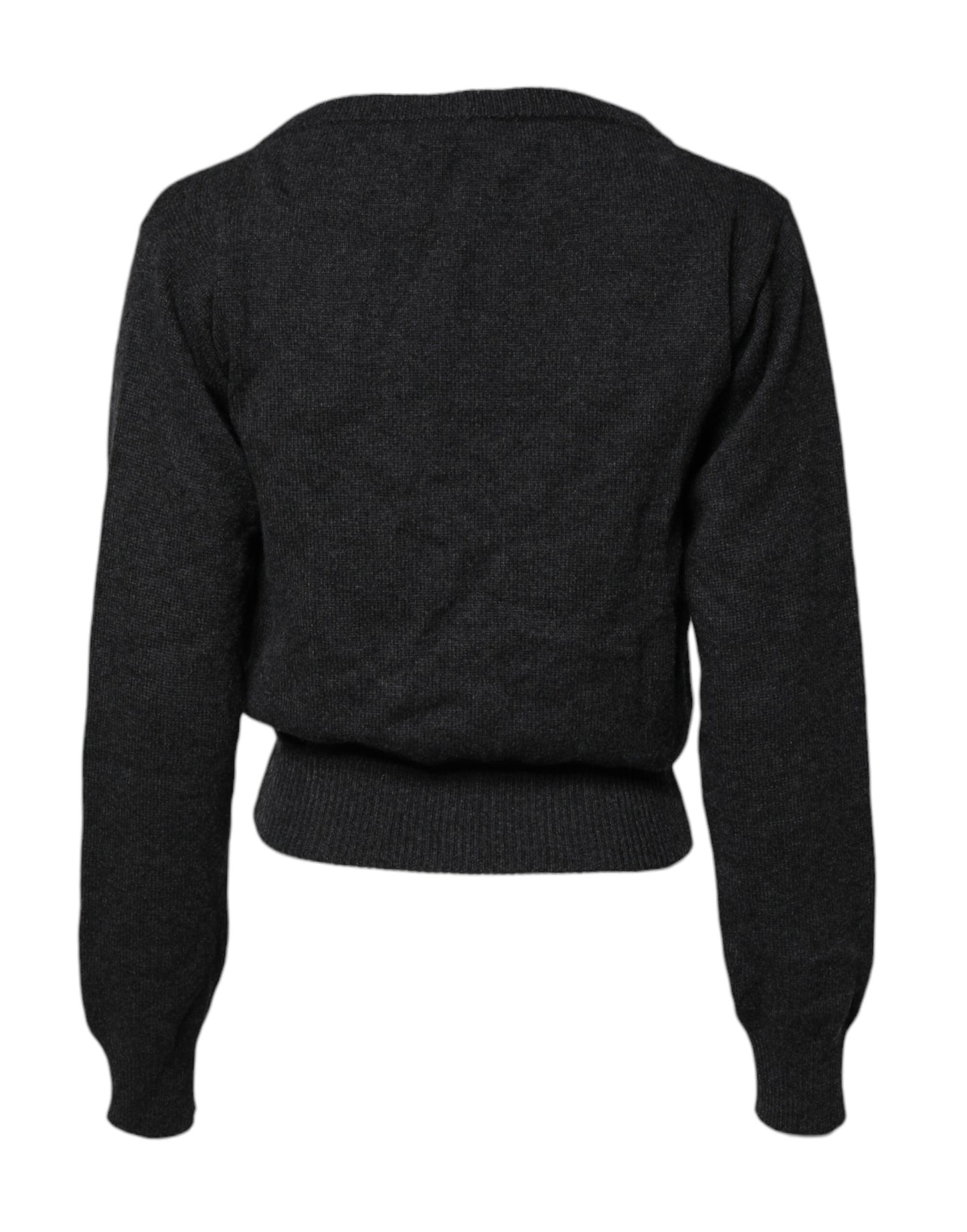 Dolce & Gabbana Grauer Kaschmirpullover mit tiefem V-Ausschnitt