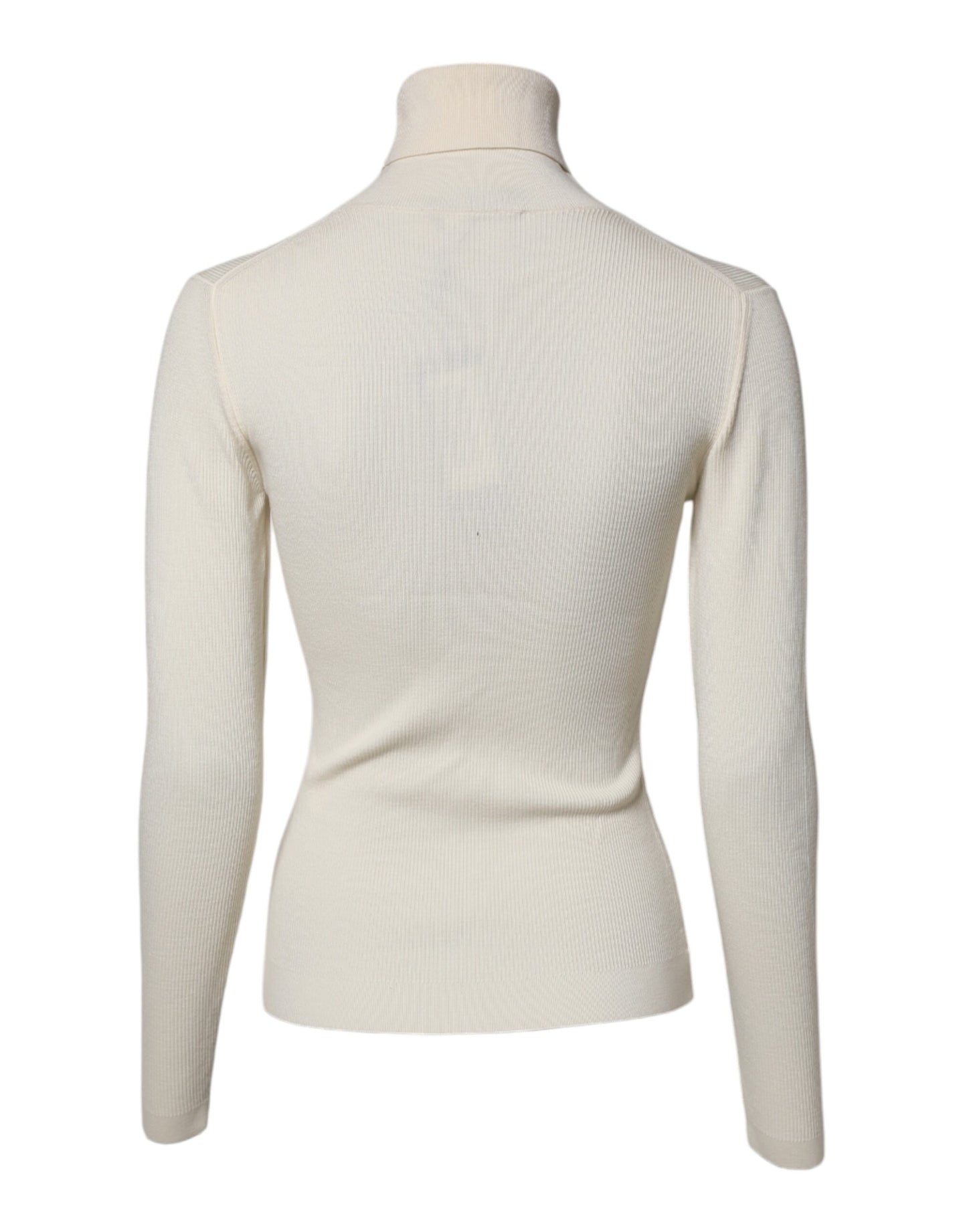 Dolce & Gabbana – Cremefarbener, schmaler Rollkragenpullover mit langen Ärmeln