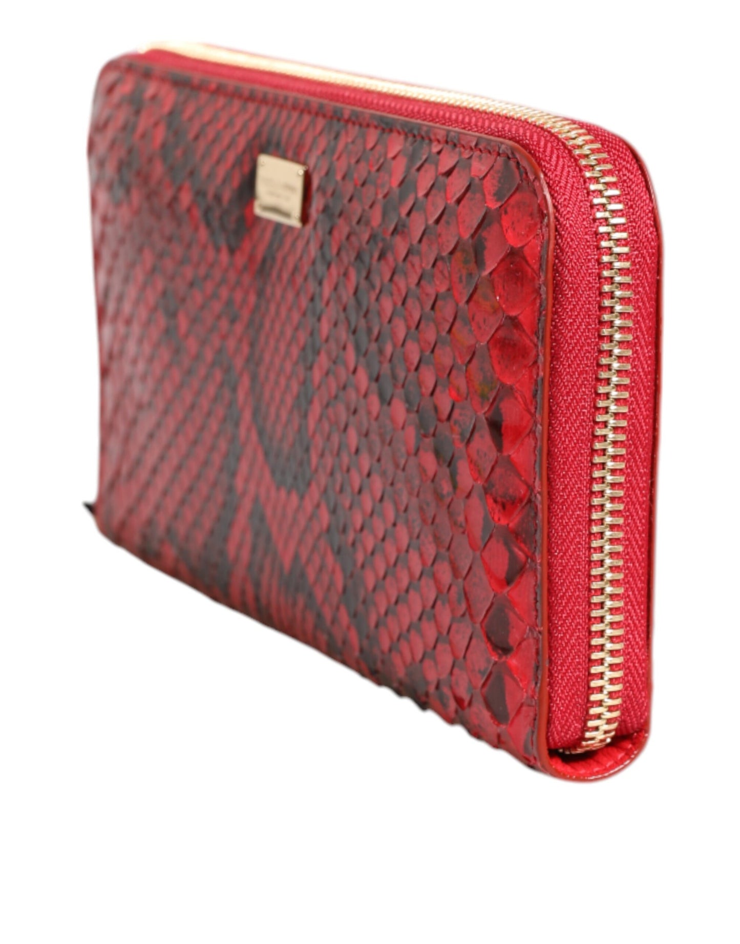 Dolce & Gabbana – Continental-Clutch aus rotem Exotenleder mit Rundum-Reißverschluss