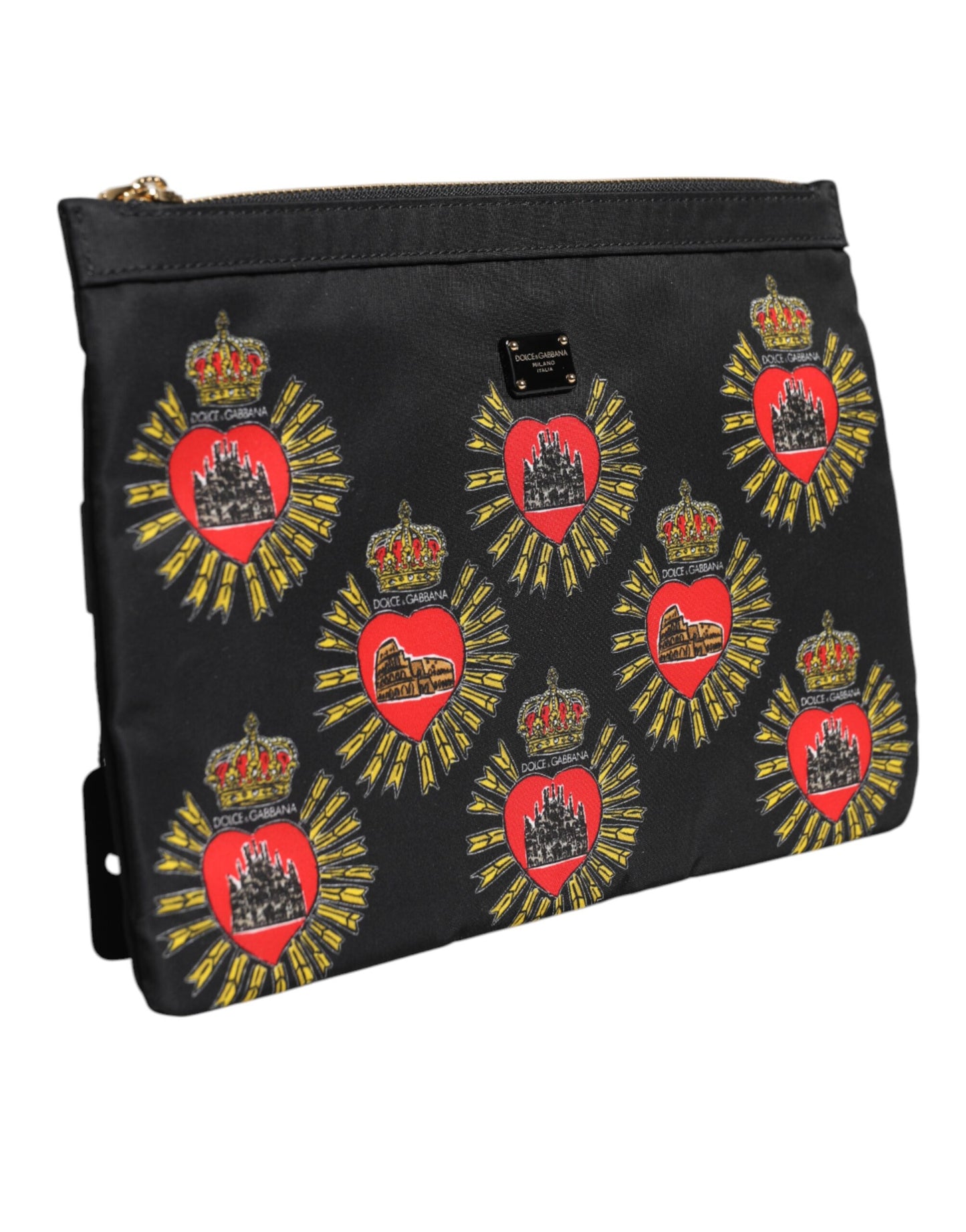 Dolce & Gabbana – Clutch-Tasche „Sacred Heart“ aus Nylon in Schwarz und Rot
