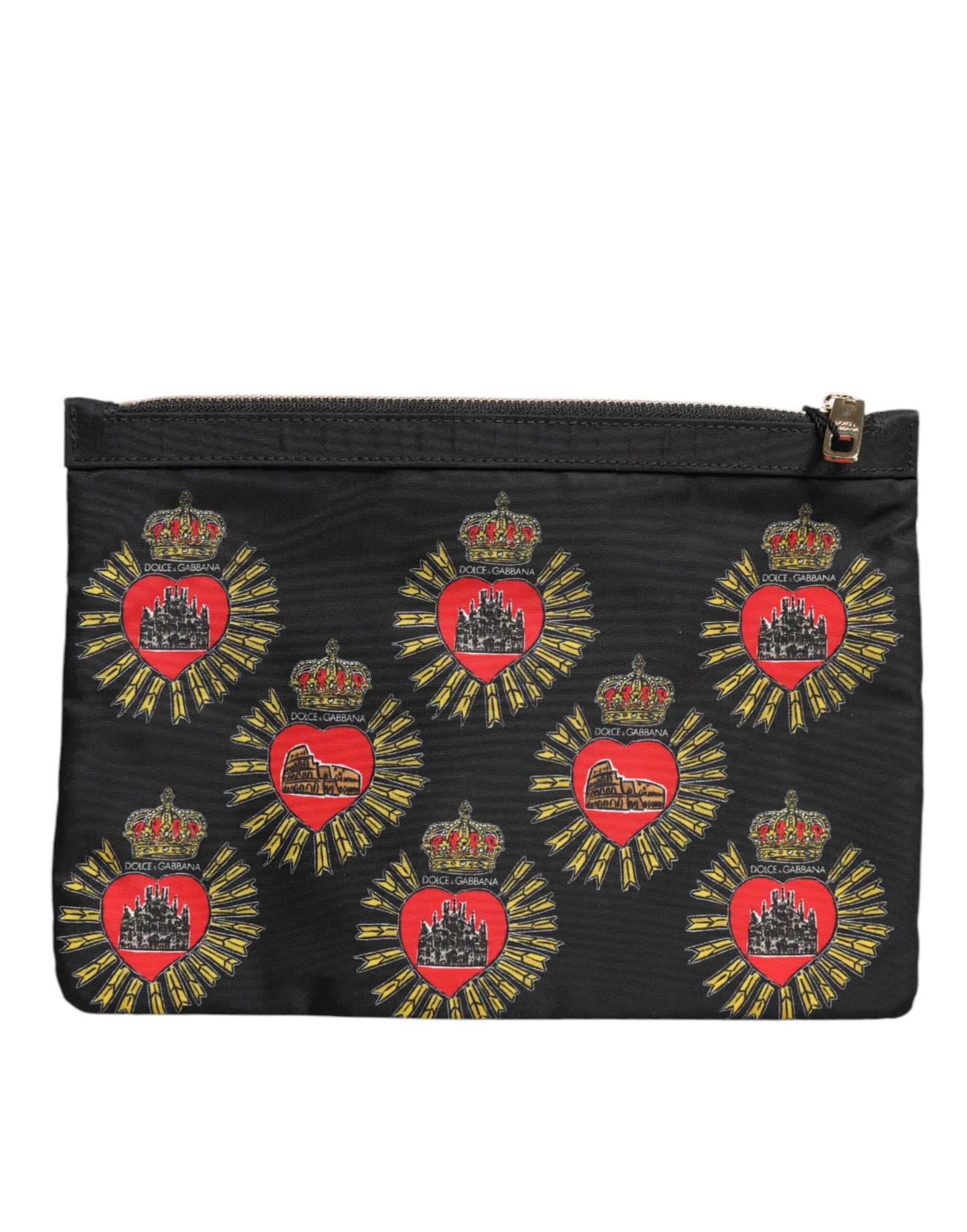 Dolce & Gabbana – Clutch-Tasche „Sacred Heart“ aus Nylon in Schwarz und Rot