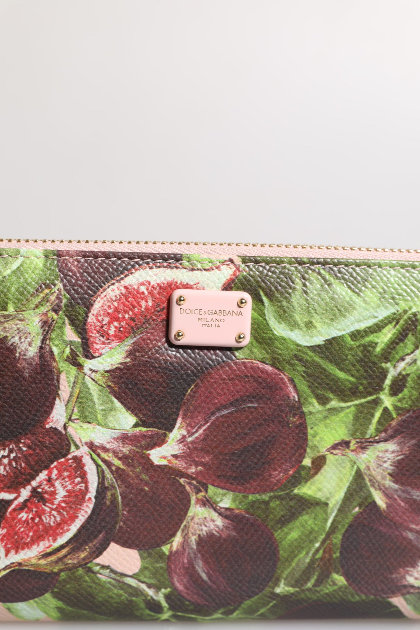 Dolce & Gabbana Mehrfarbige Continental-Geldbörse aus Dauphine-Leder mit Rundum-Reißverschluss in Feigenfrucht-Optik