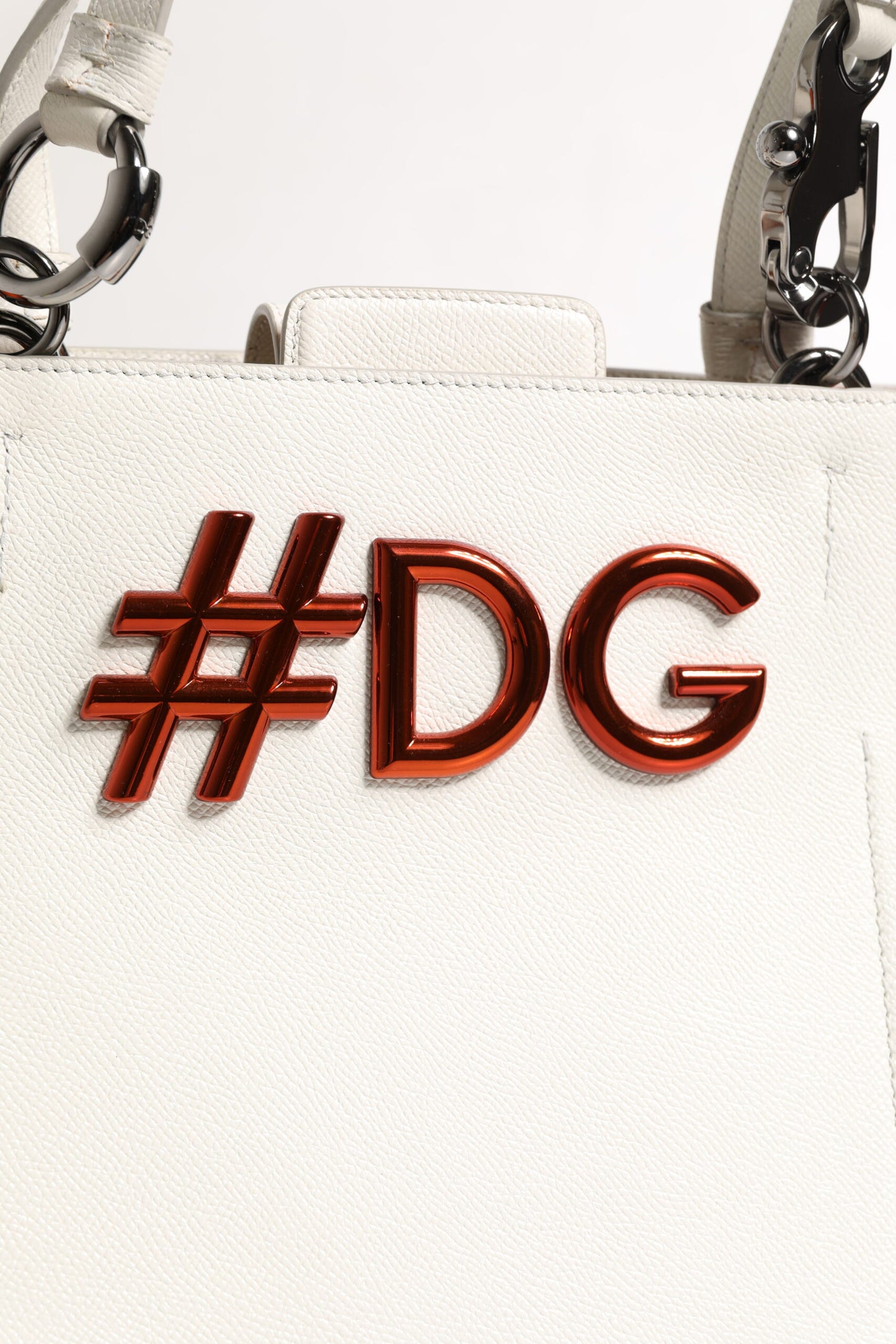Dolce & Gabbana #DG BEATRICE Tote Bag mit Henkel aus weißem Leder