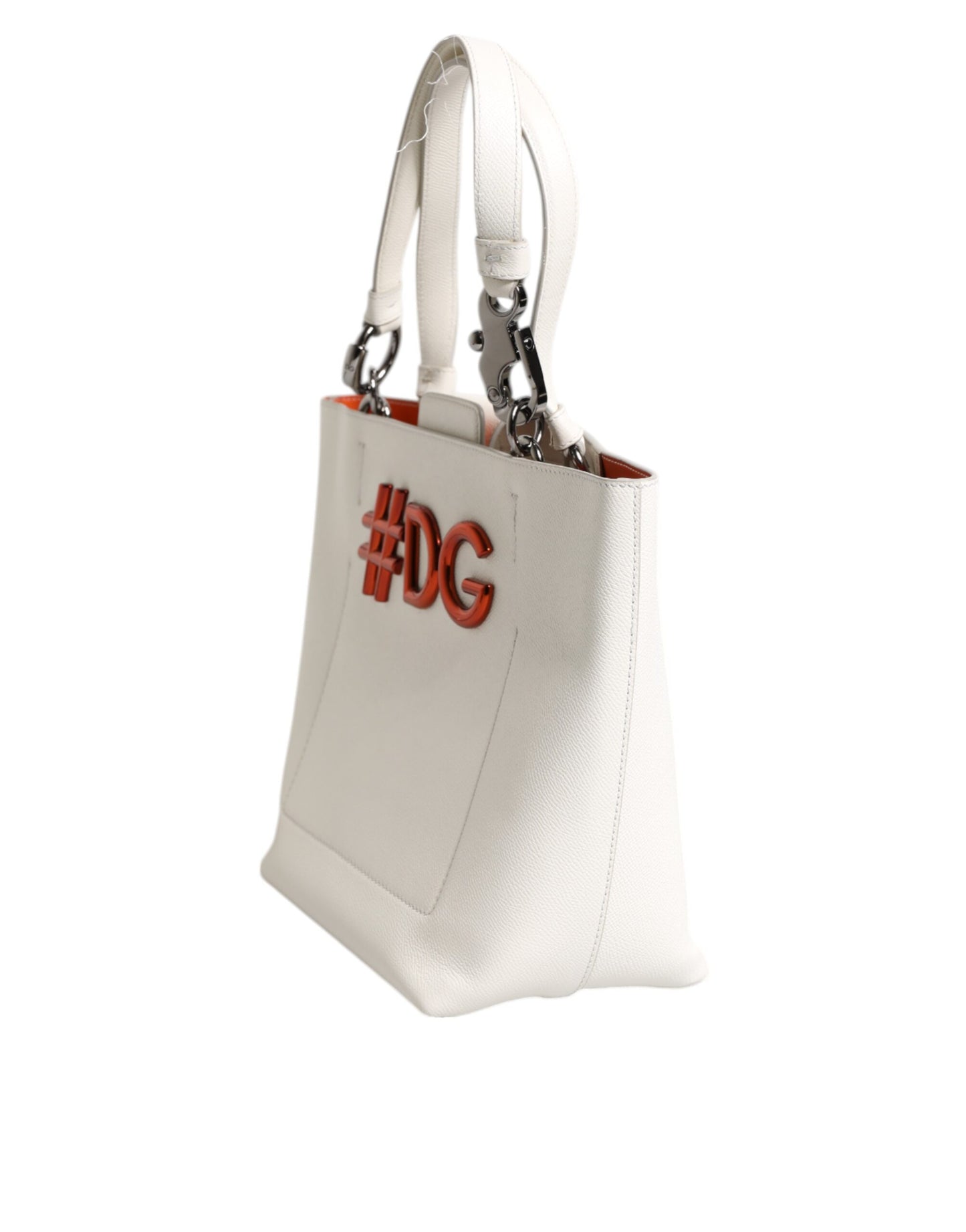 Dolce & Gabbana #DG BEATRICE Tote Bag mit Henkel aus weißem Leder