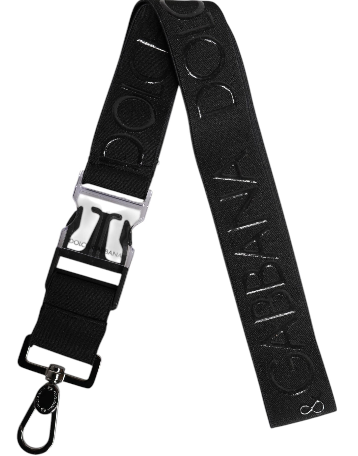 Dolce & Gabbana Black Stretch Polyester Rubberized DG Logo Keychain