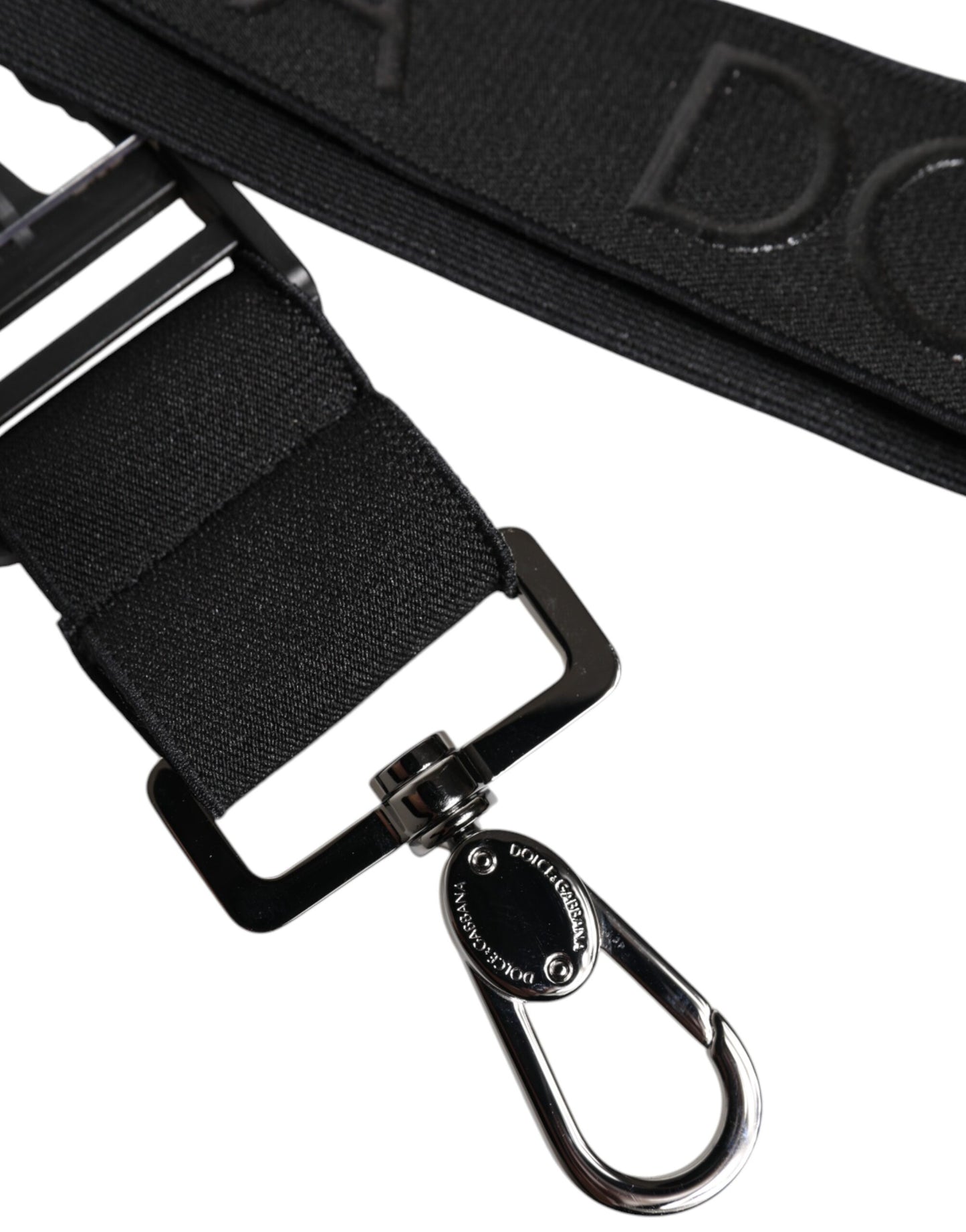 Dolce & Gabbana Black Stretch Polyester Rubberized DG Logo Keychain