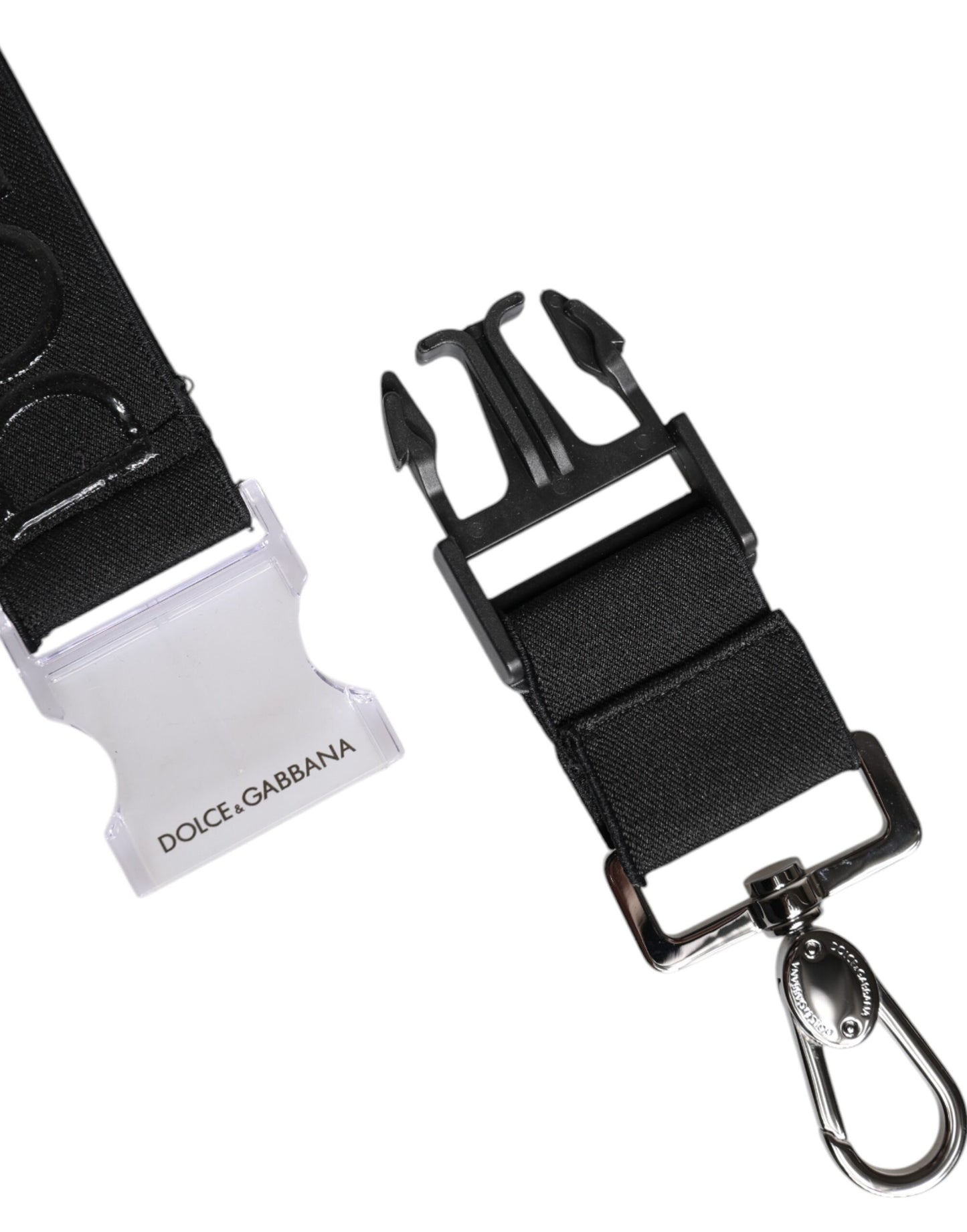Dolce & Gabbana Black Stretch Polyester Rubberized DG Logo Keychain