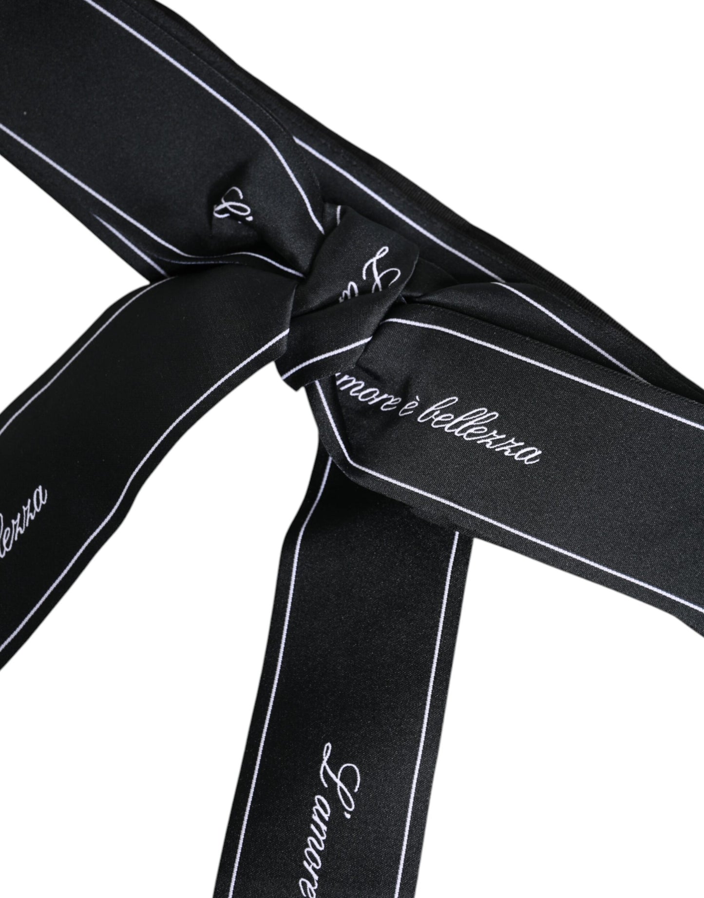 Dolce & Gabbana – Schwarzer Taillengürtel mit breiter Schleife und Logo