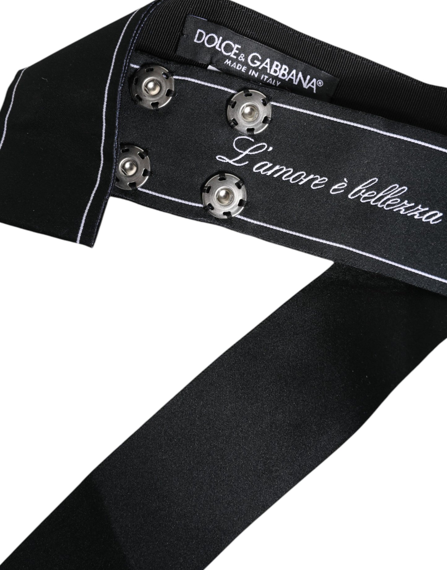 Dolce & Gabbana – Schwarzer Taillengürtel mit breiter Schleife und Logo