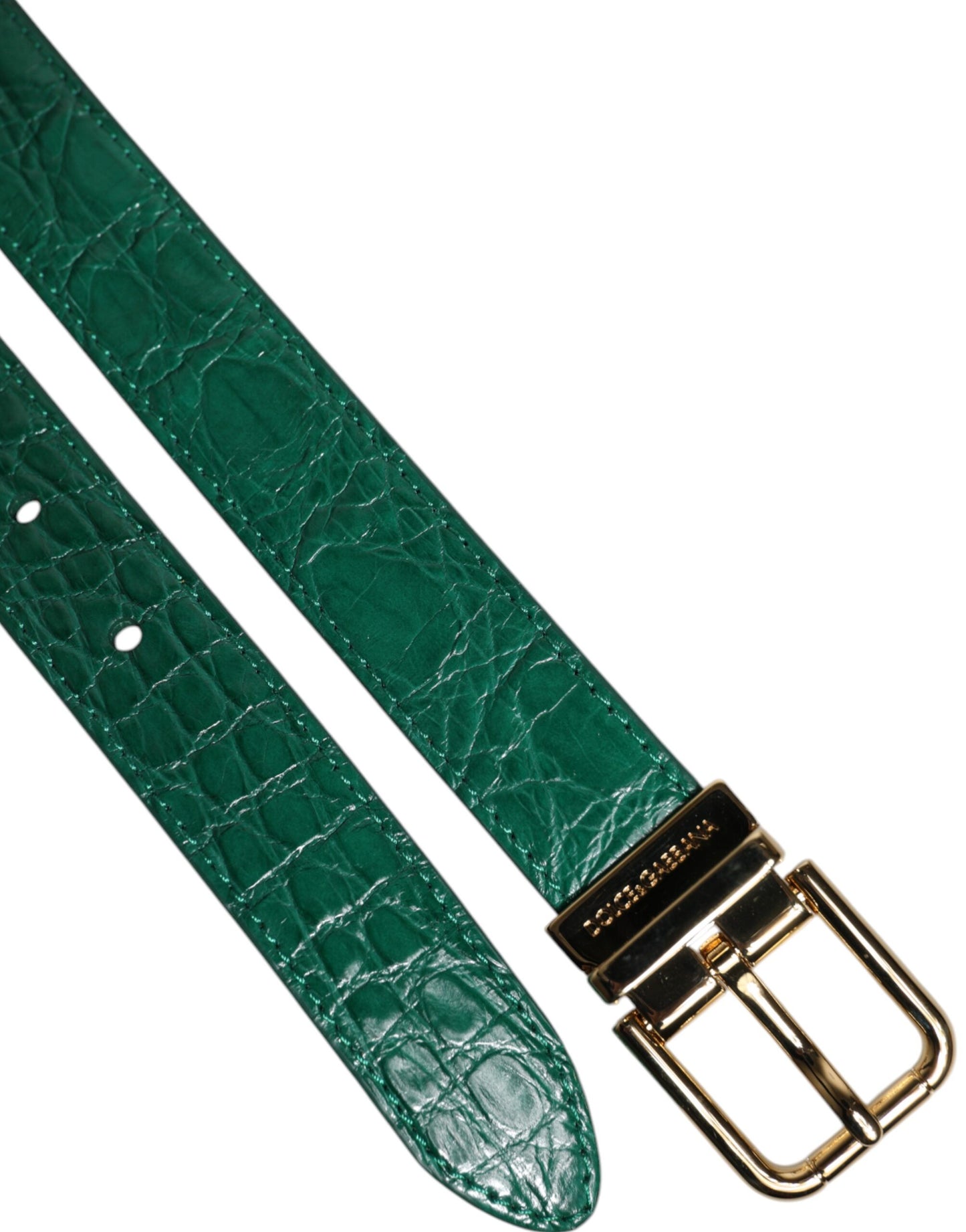 Dolce & Gabbana Grüner Ledergürtel mit Metallschnalle und Logo