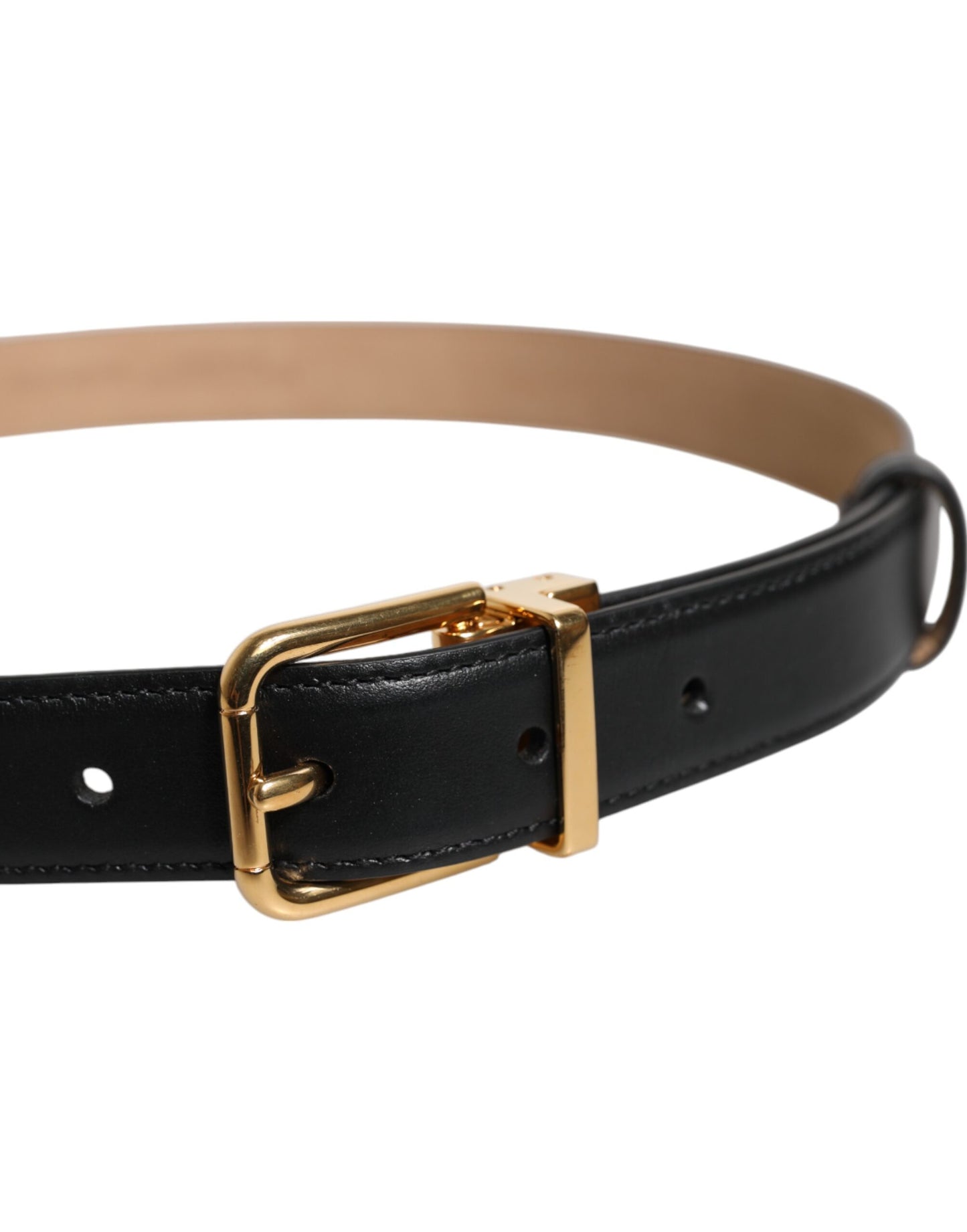 Dolce & Gabbana – Schwarzer Ledergürtel mit Metallschnalle und Logo