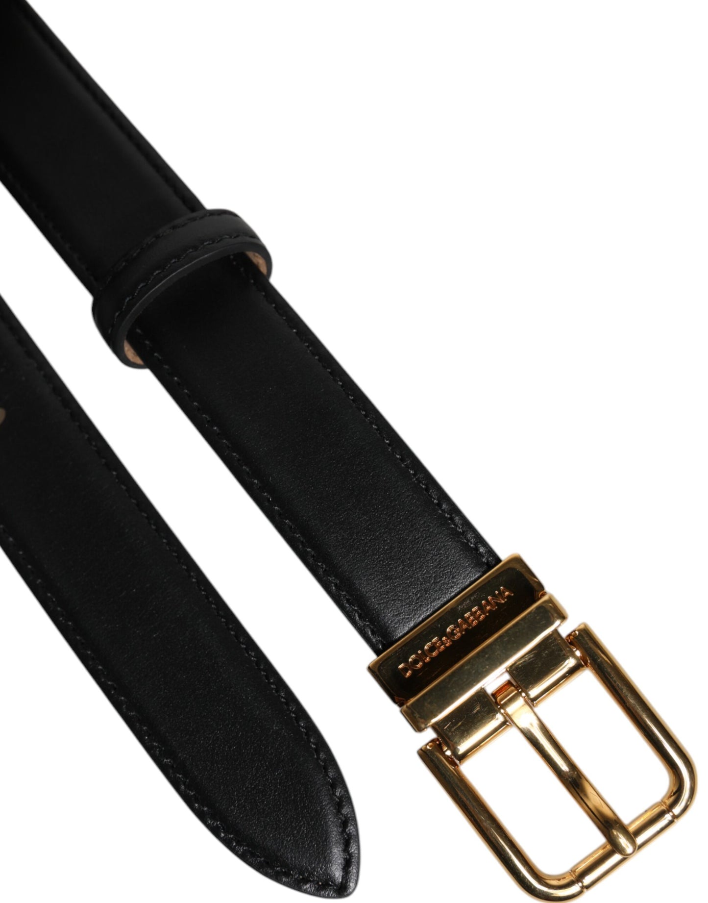 Dolce & Gabbana – Schwarzer Ledergürtel mit Metallschnalle und Logo