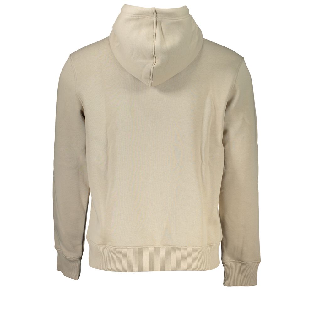 Calvin Klein – Beiges Fleece-Kapuzensweatshirt mit Logo-Stickerei