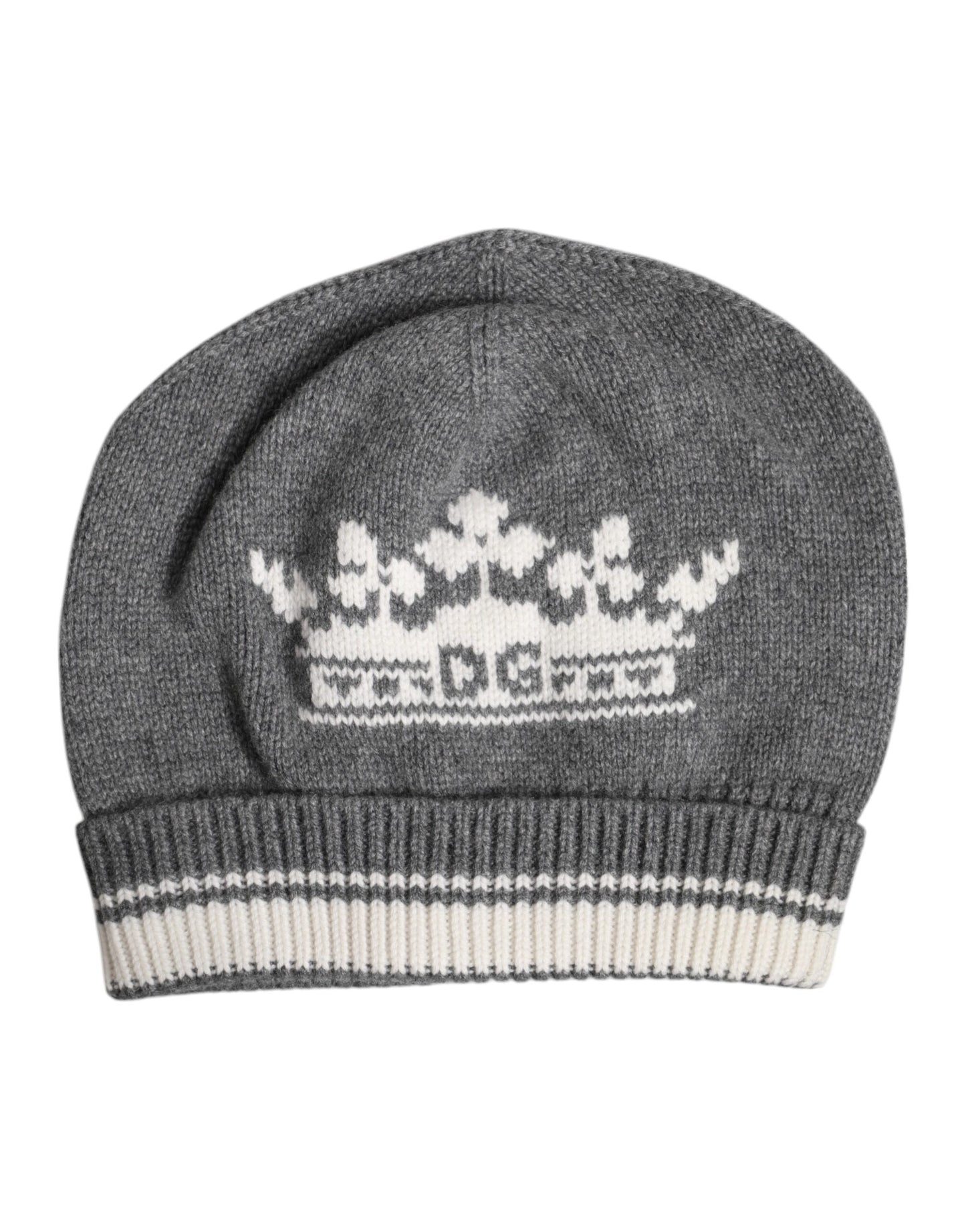 Dolce & Gabbana Graue Kaschmir-Strickmütze für den Winter