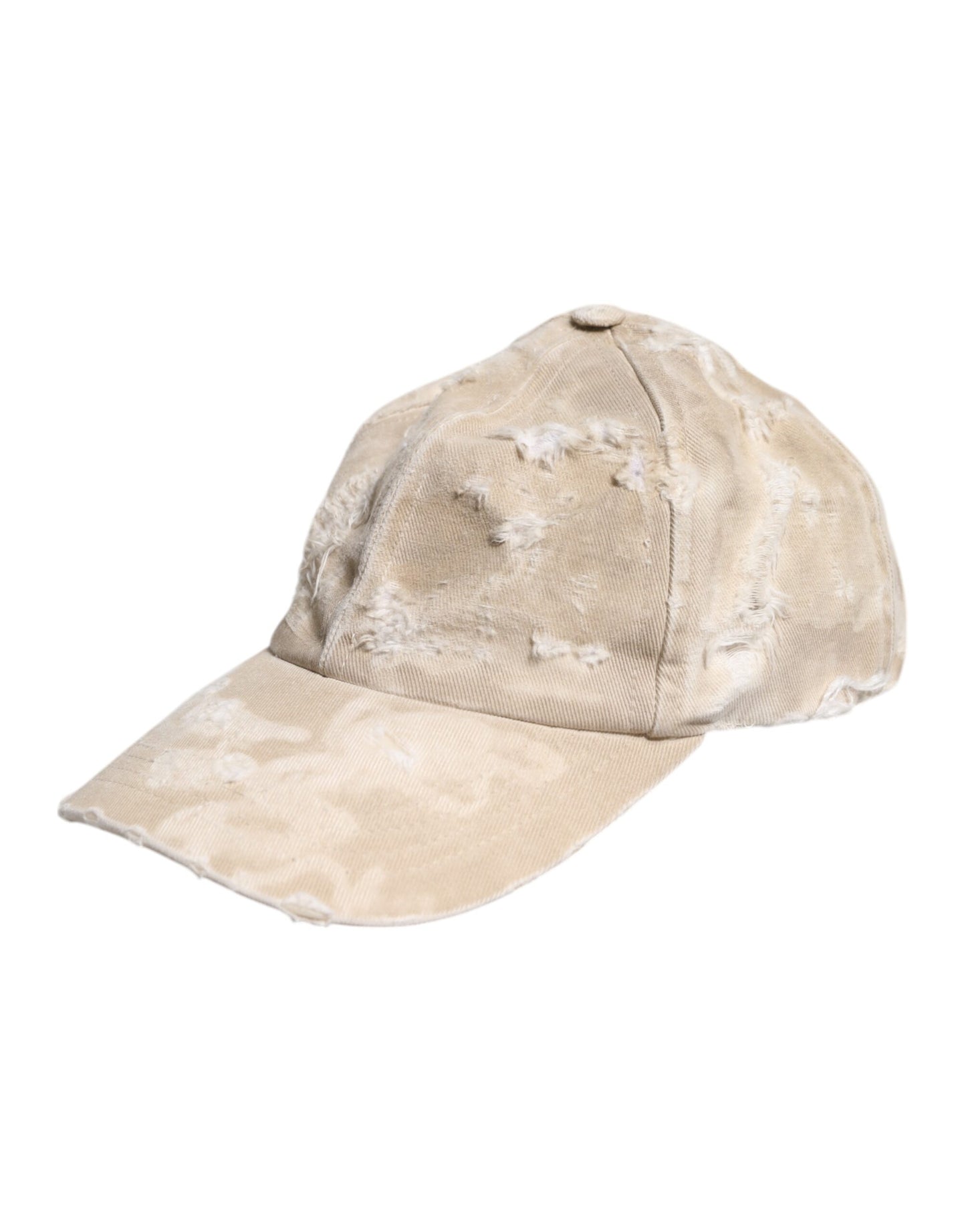 Dolce & Gabbana – Baseballkappe aus zerfetzter Baumwolle mit 6 Bahnen in Beige