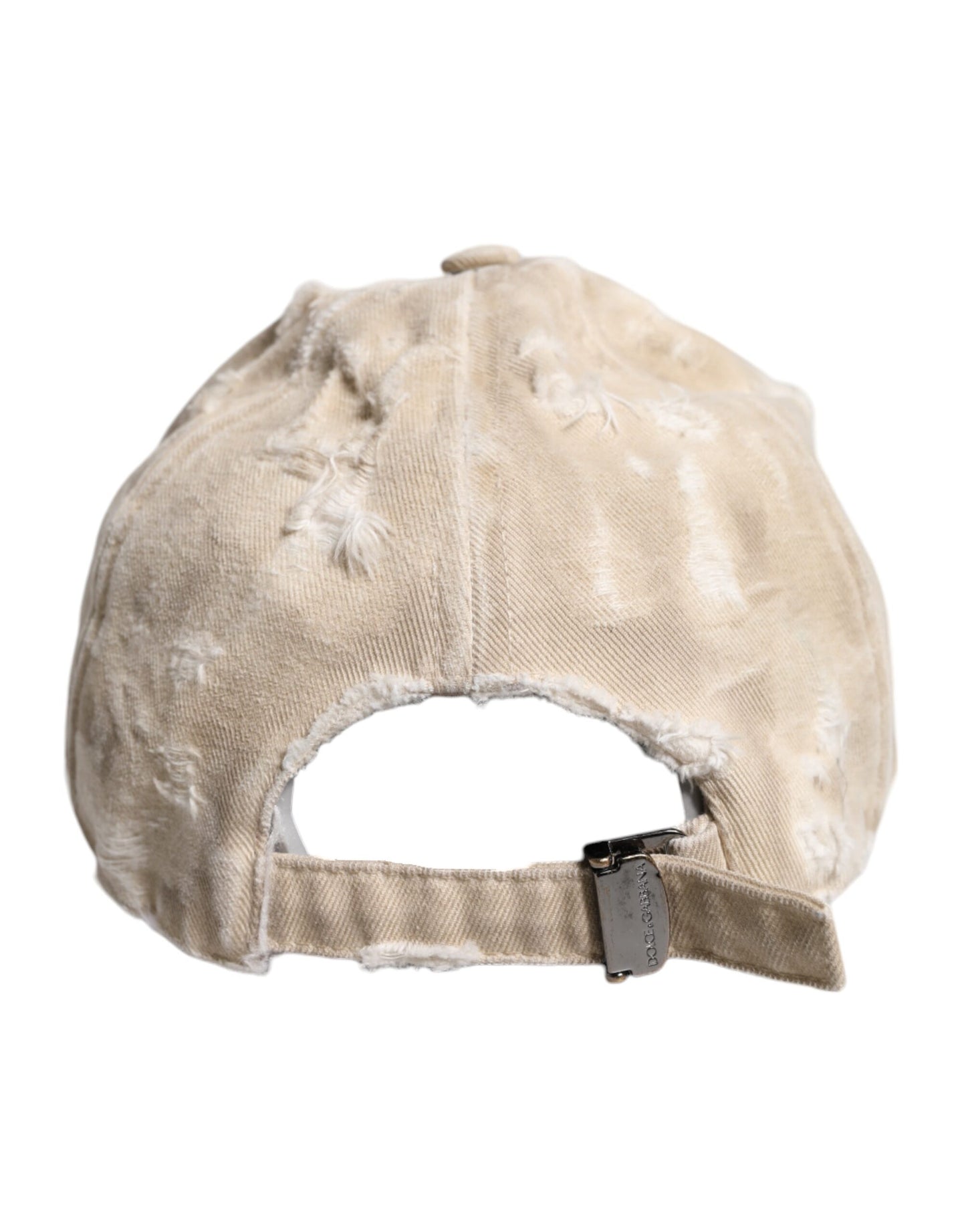 Dolce & Gabbana – Baseballkappe aus zerfetzter Baumwolle mit 6 Bahnen in Beige