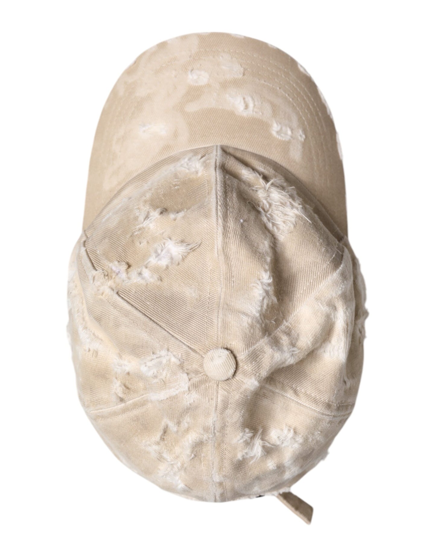 Dolce & Gabbana – Baseballkappe aus zerfetzter Baumwolle mit 6 Bahnen in Beige
