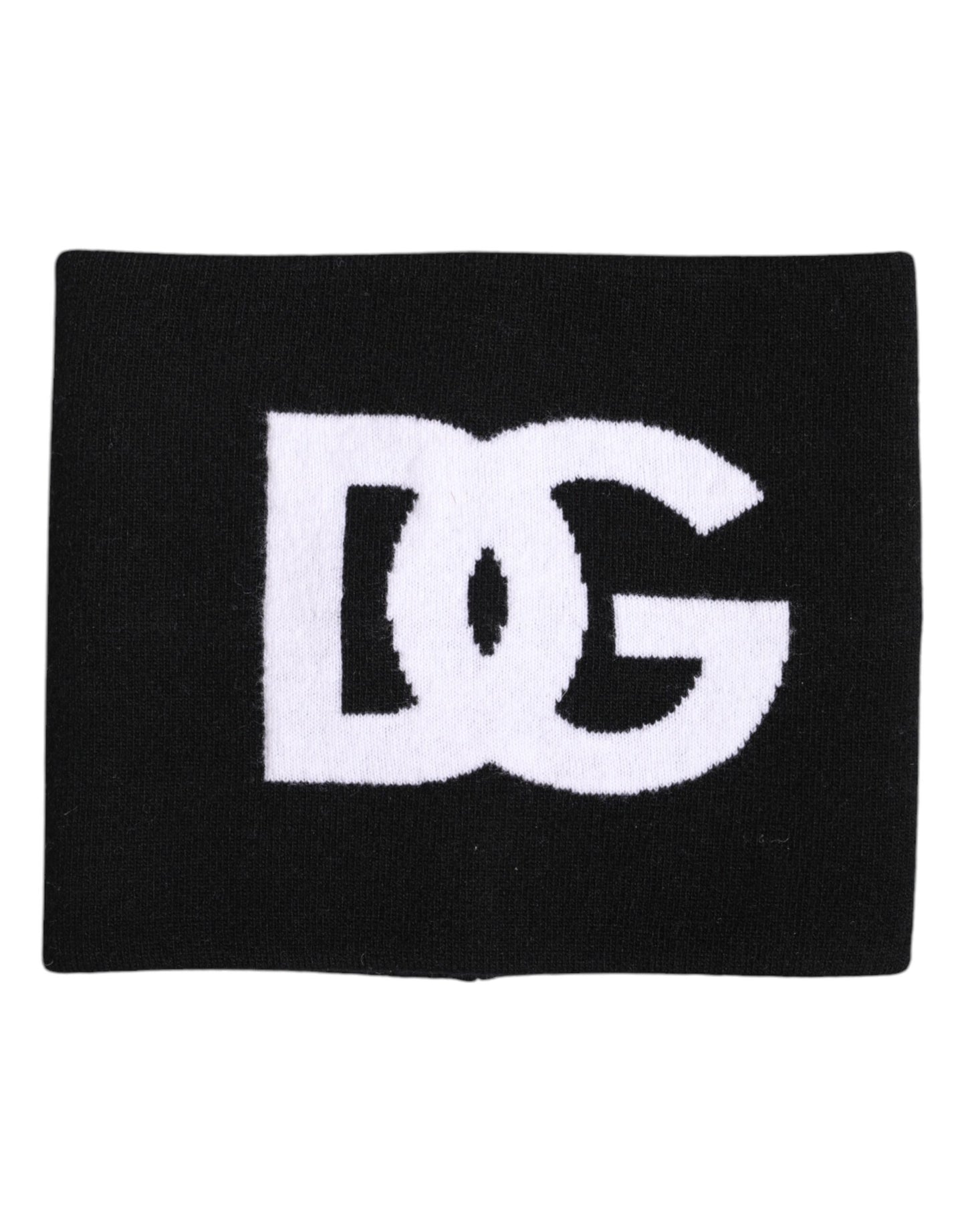 Dolce & Gabbana – Gestrickter Halswärmer-Schal mit Logo-Print in Schwarz und Weiß