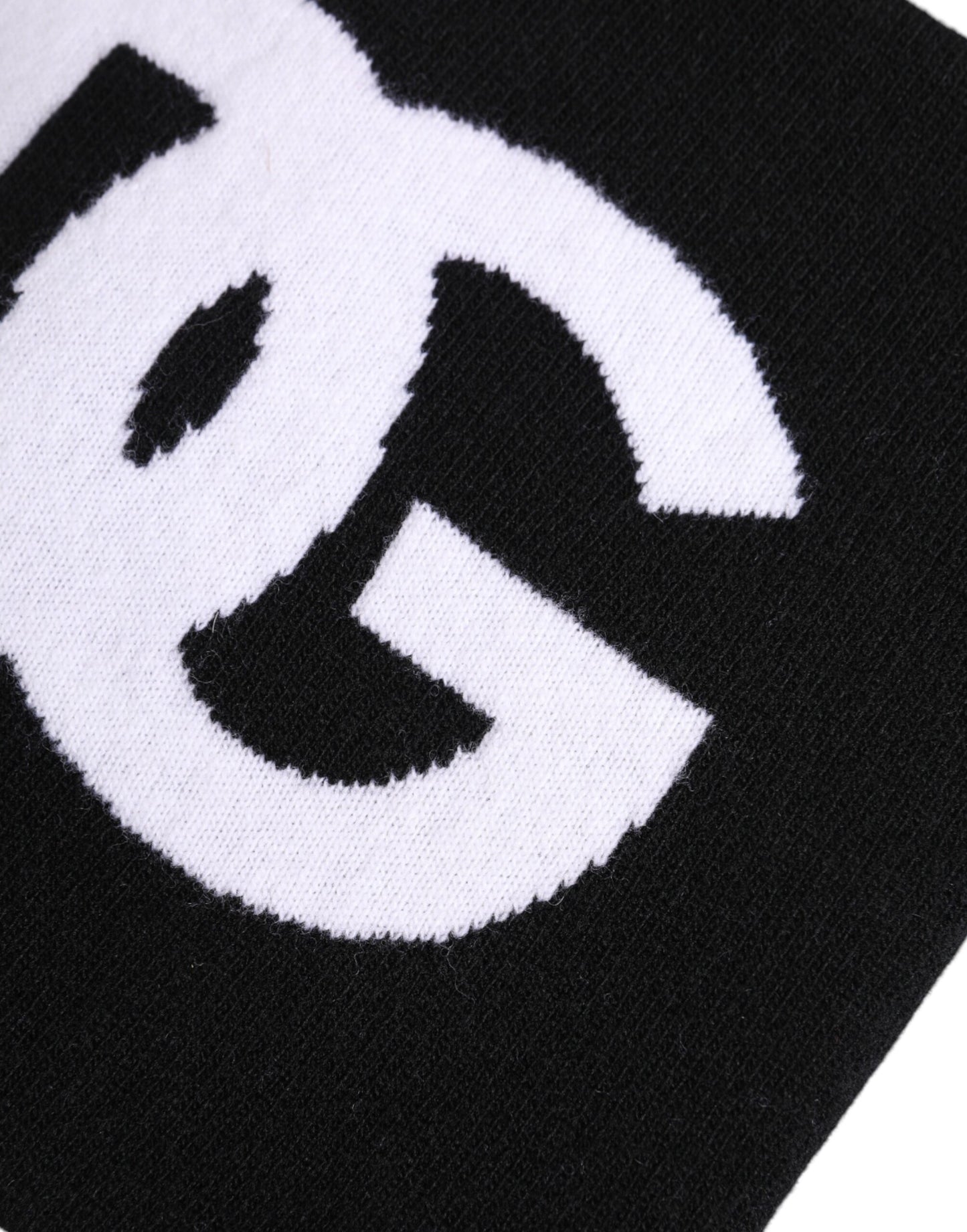 Dolce & Gabbana – Gestrickter Halswärmer-Schal mit Logo-Print in Schwarz und Weiß