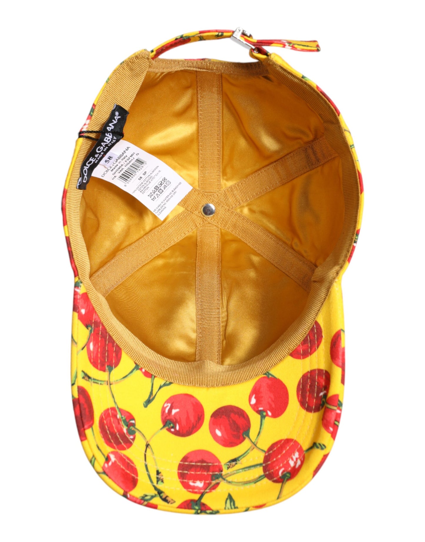 Dolce & Gabbana – Gelbe Baseballkappe aus bedruckter Baumwolle mit 6 Paneelen