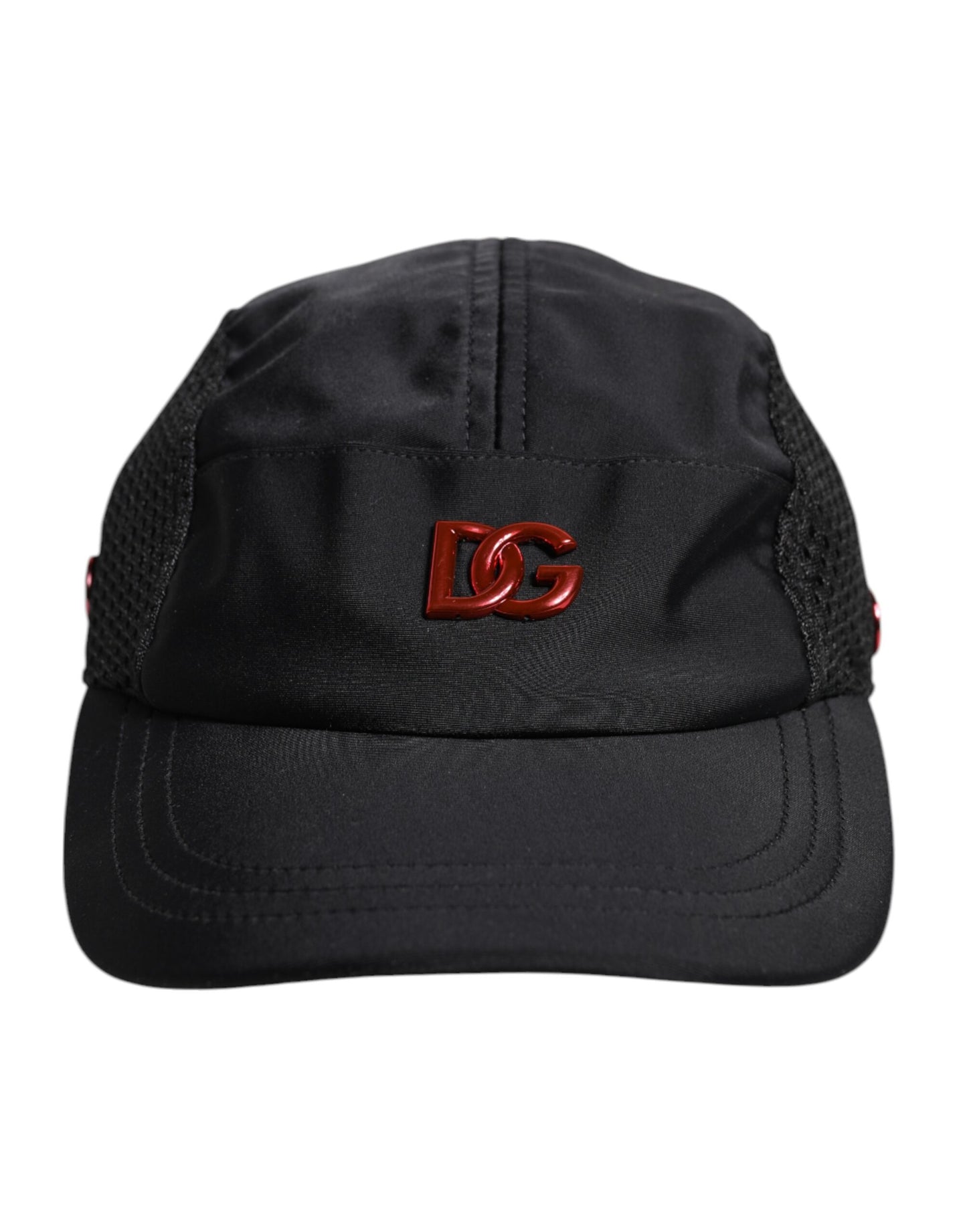 Dolce & Gabbana – Schwarze Baseballkappe aus Nylon mit DG-Logo und 6 Paneelen