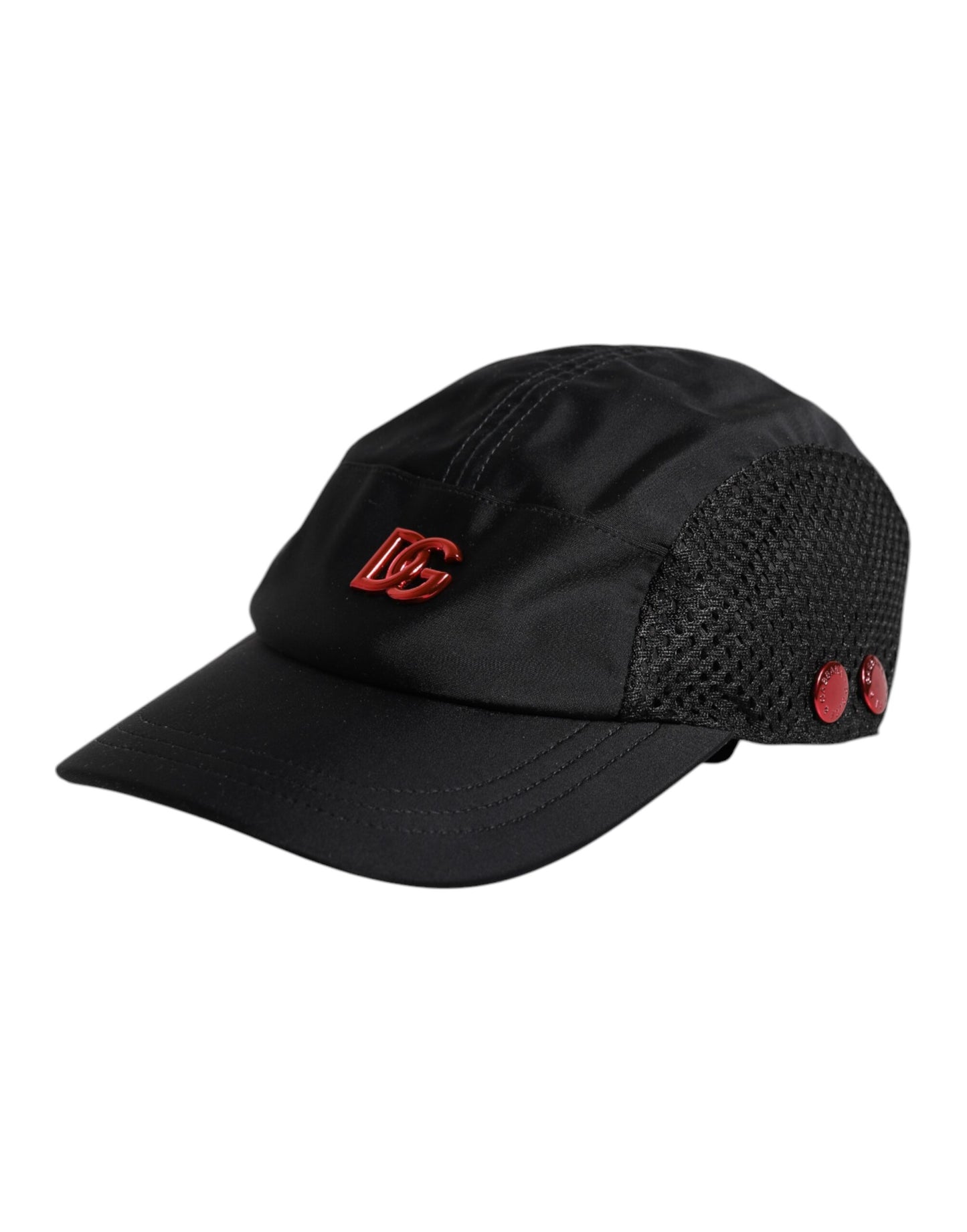 Dolce & Gabbana – Schwarze Baseballkappe aus Nylon mit DG-Logo und 6 Paneelen