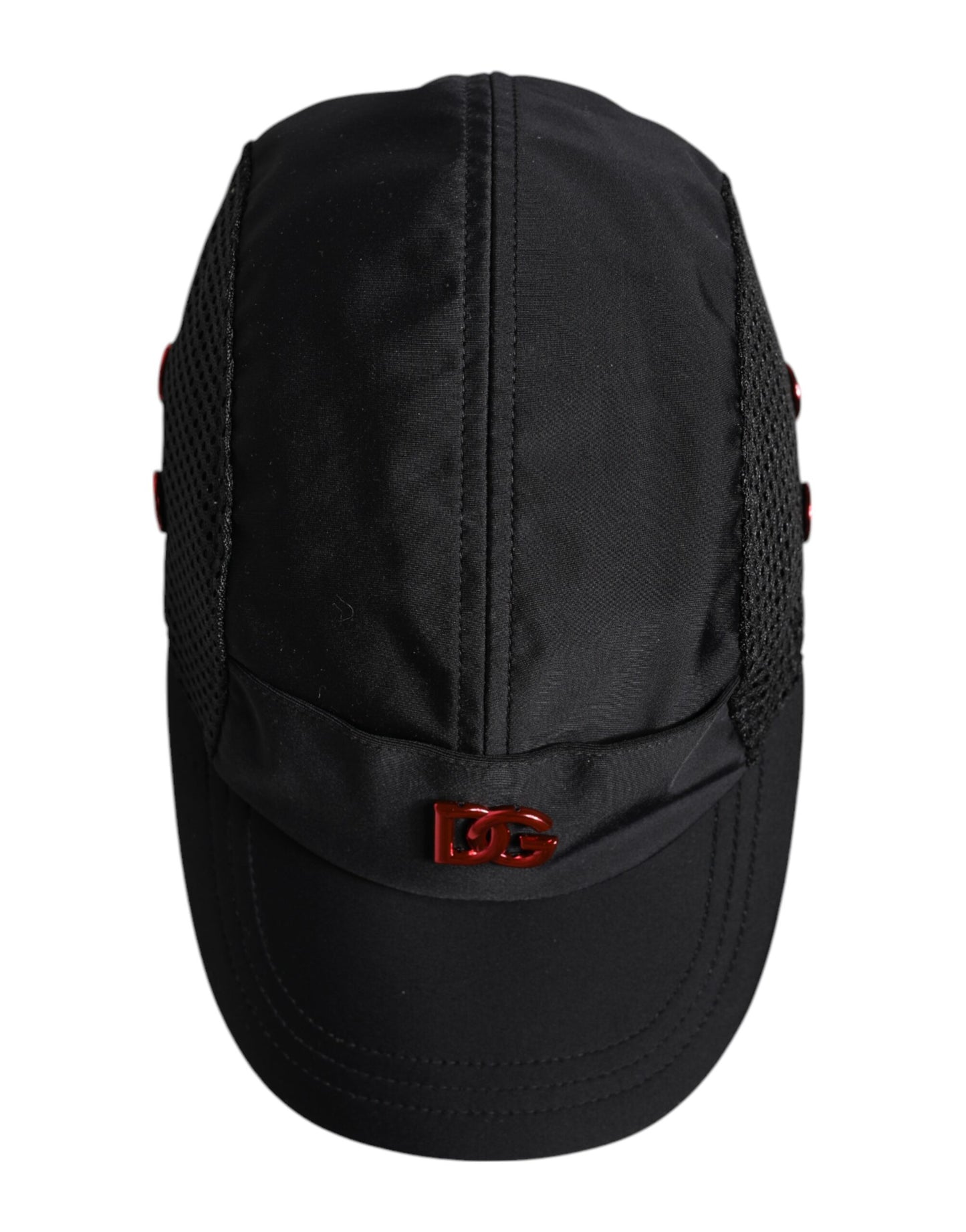 Dolce & Gabbana – Schwarze Baseballkappe aus Nylon mit DG-Logo und 6 Paneelen