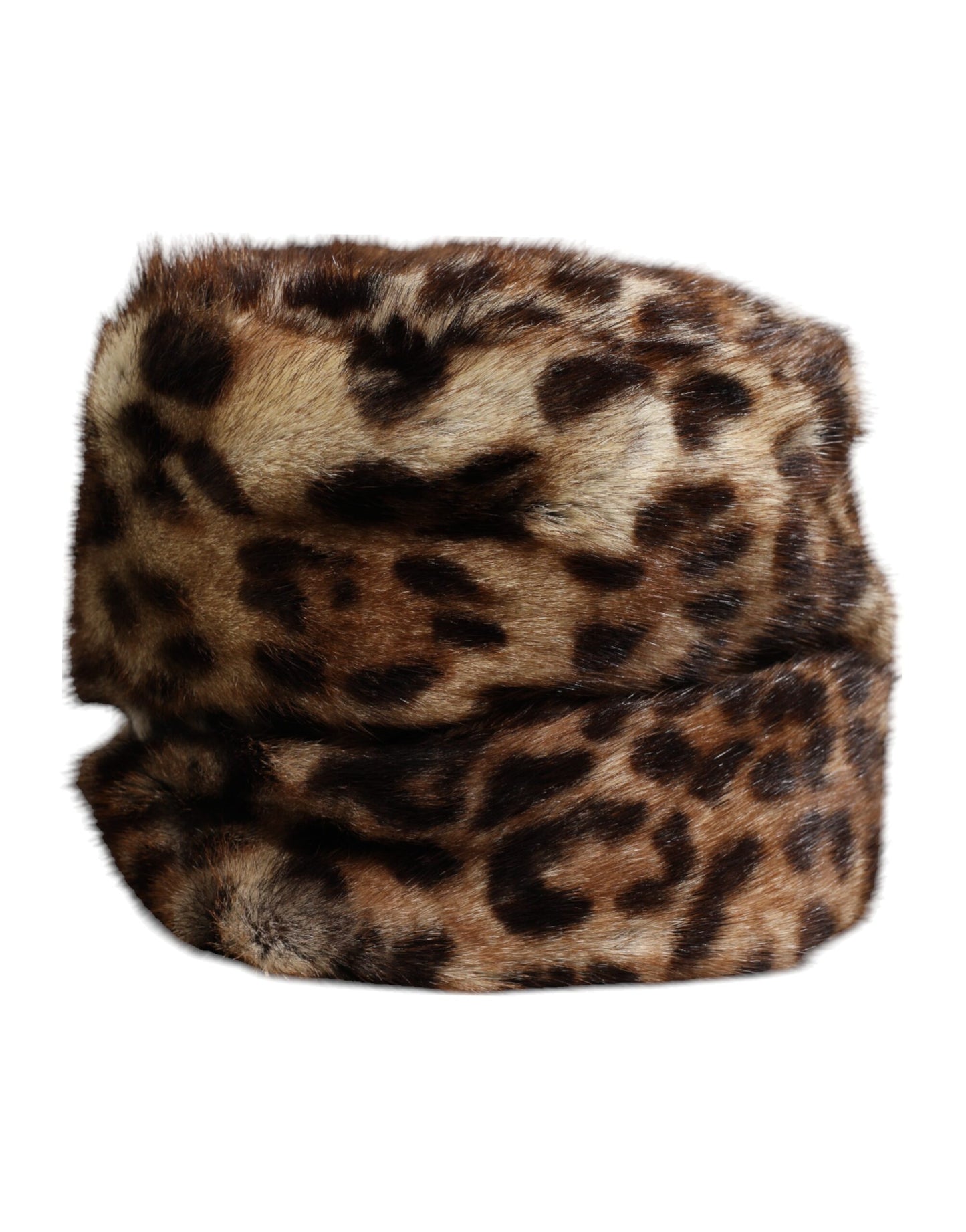 Dolce & Gabbana Brauner Leoparden-Faux-Fur-Bucket-Hut für Damen