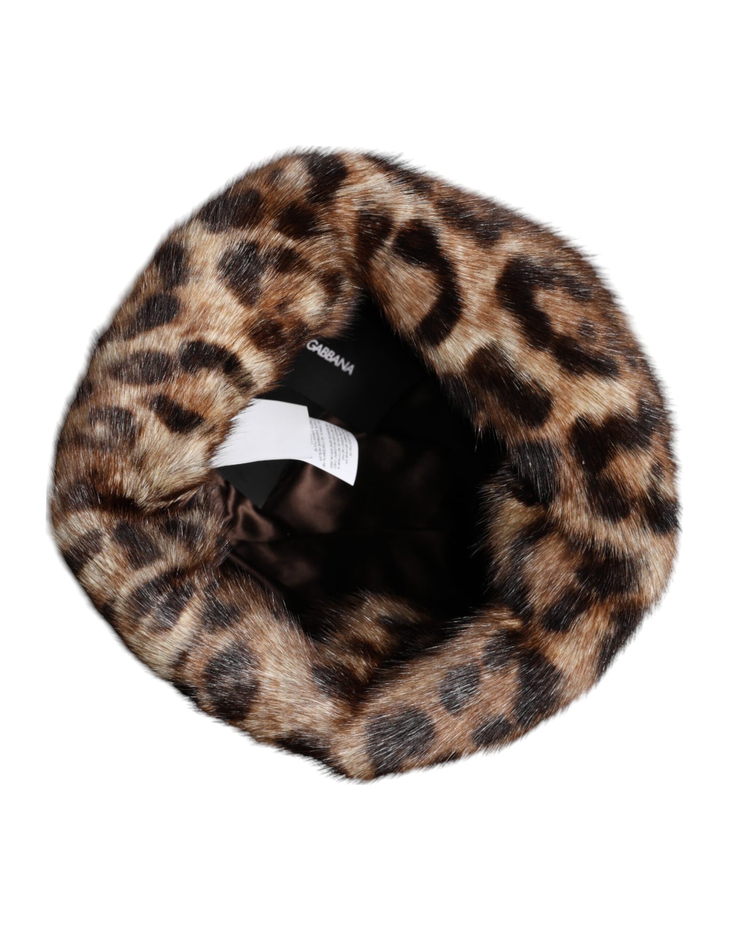 Dolce & Gabbana Brauner Leoparden-Faux-Fur-Bucket-Hut für Damen