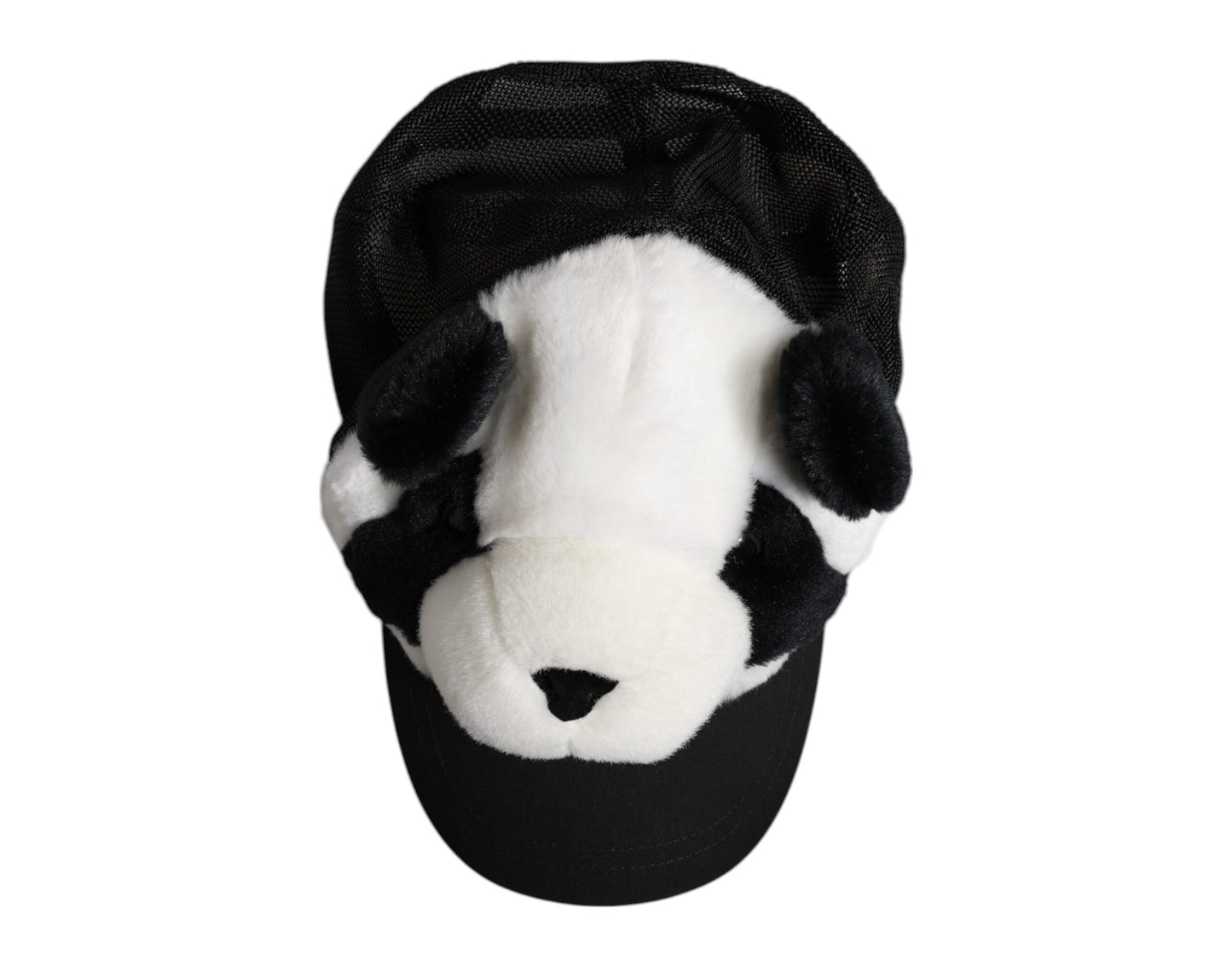 Dolce & Gabbana Schwarz-Weiß-Panda-Fell-Frauen-Baseballkappe