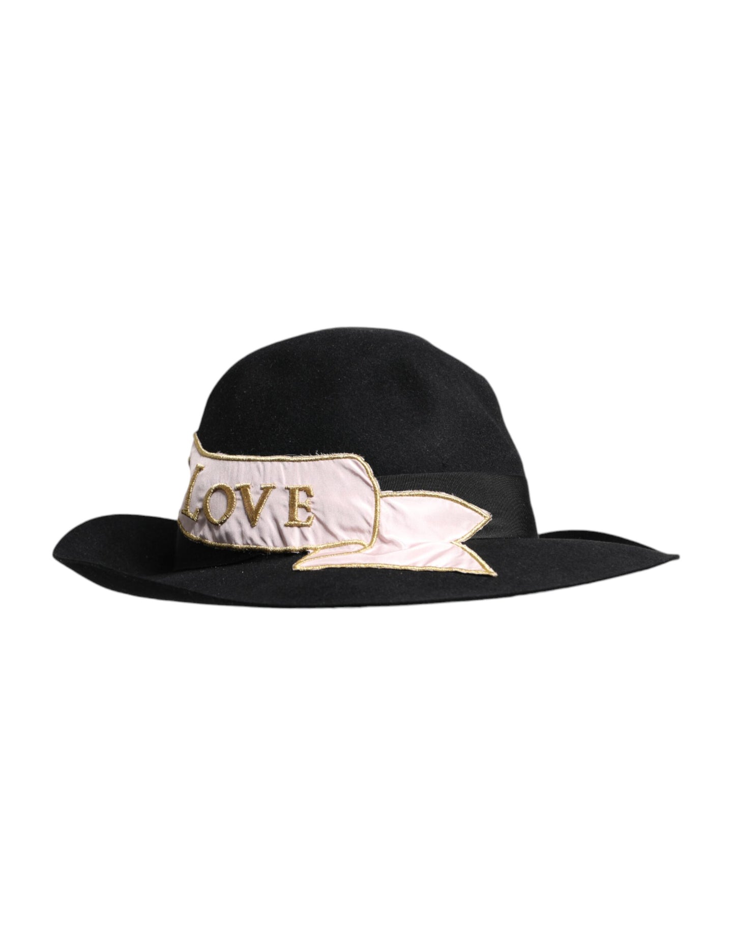 Dolce & Gabbana – Schwarzer Damenhut mit Logo-Stickerei und breiter Krempe