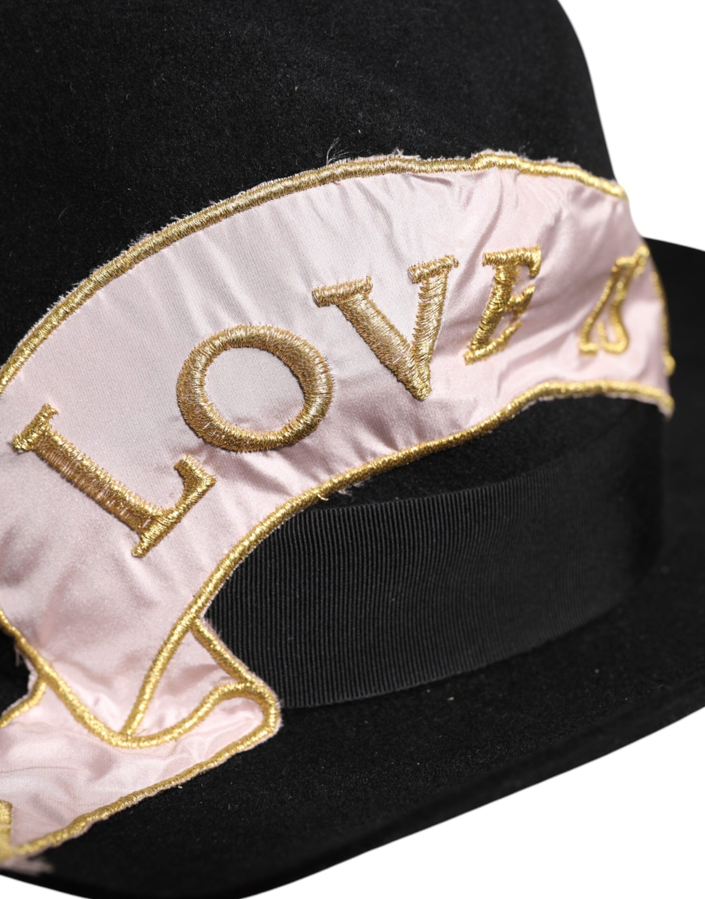 Dolce & Gabbana – Schwarzer Damenhut mit Logo-Stickerei und breiter Krempe