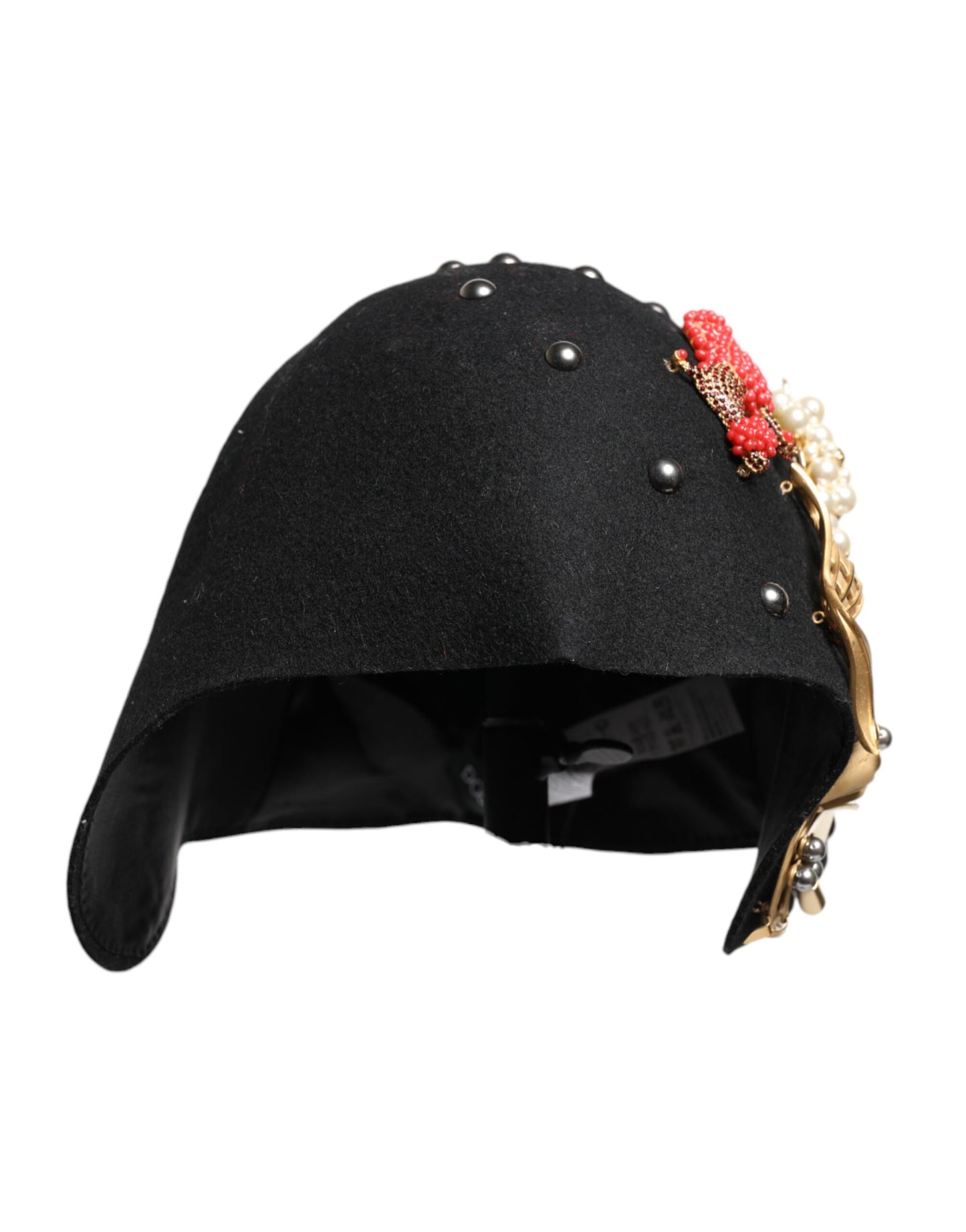 Dolce & Gabbana – Glockenhut aus schwarzer Wolle mit mehrfarbigen Verzierungen