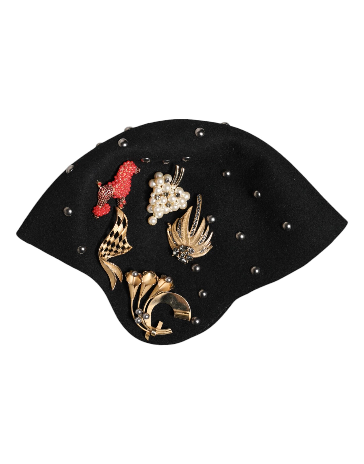 Dolce & Gabbana – Glockenhut aus schwarzer Wolle mit mehrfarbigen Verzierungen