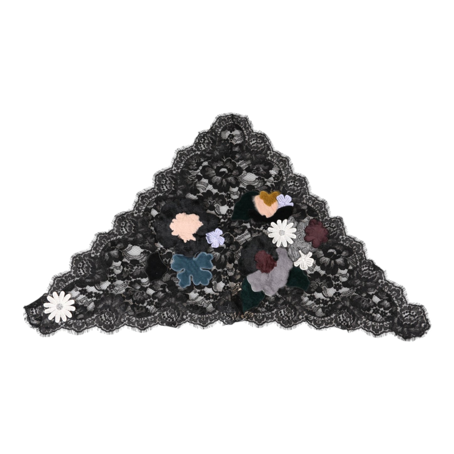 Dolce & Gabbana – Schwarzer Baumwoll-Schleierhut mit Blumenapplikation und Spitze