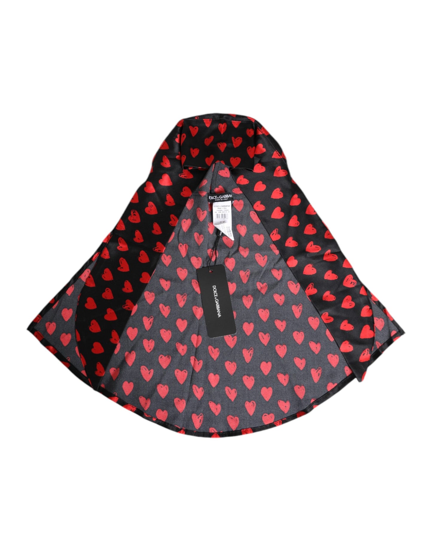 Dolce & Gabbana Schwarz-rote Polyestermütze mit Herzen